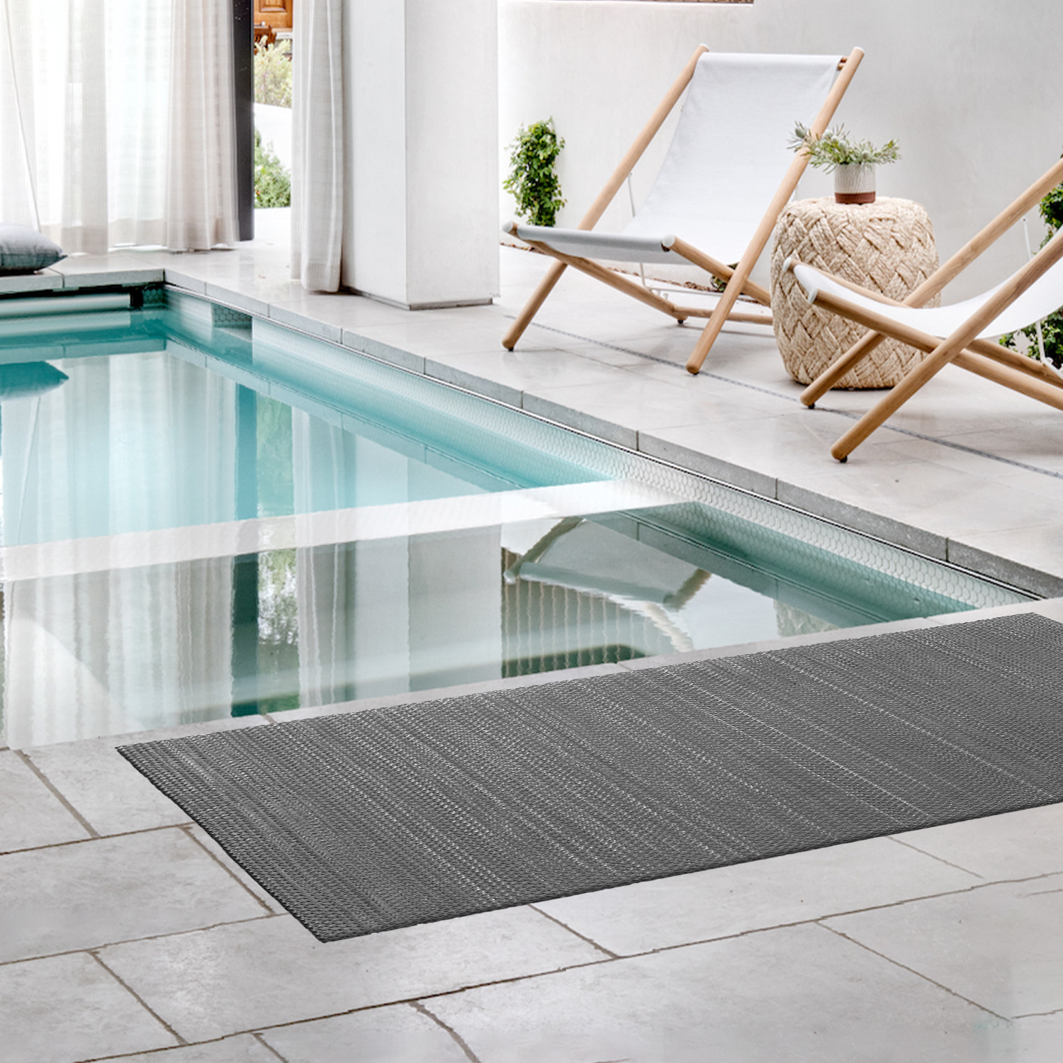Kuber Industries Rubber Waterproof Anti-Skid Swimming Pool Mat|Shower Mat|Rainmat For Entrance Area,Bathroom,2 x 4 Feet (Gray)