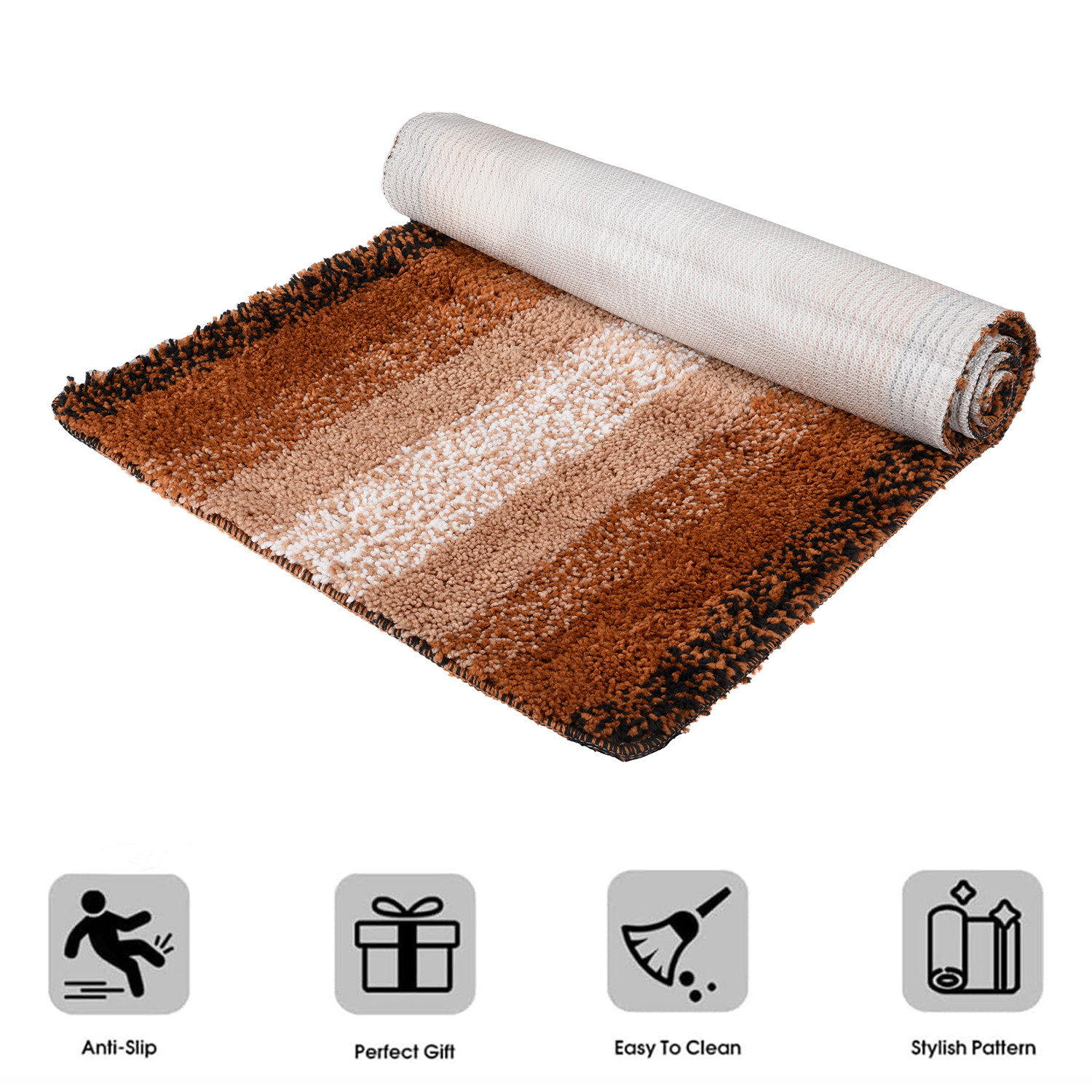 Kuber Industries Runner | Bedside Runner for Bedroom | Golden Patta Home Decor Runner & Door Mat Combo | Anti-Skid Runner & Door Mat | Runner & Door Mat Set | Set of 2 | Cream
