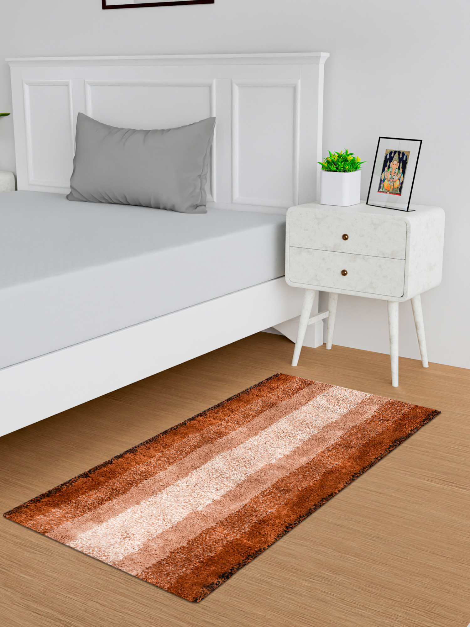 Kuber Industries Runner  Bedside Runner for Bedroom  Runner for Living Room  Golden Patta Rainbow Carpet Runner  Anti Skid Carpet Rug Mat  Kitchen Runner  22x55  Cream