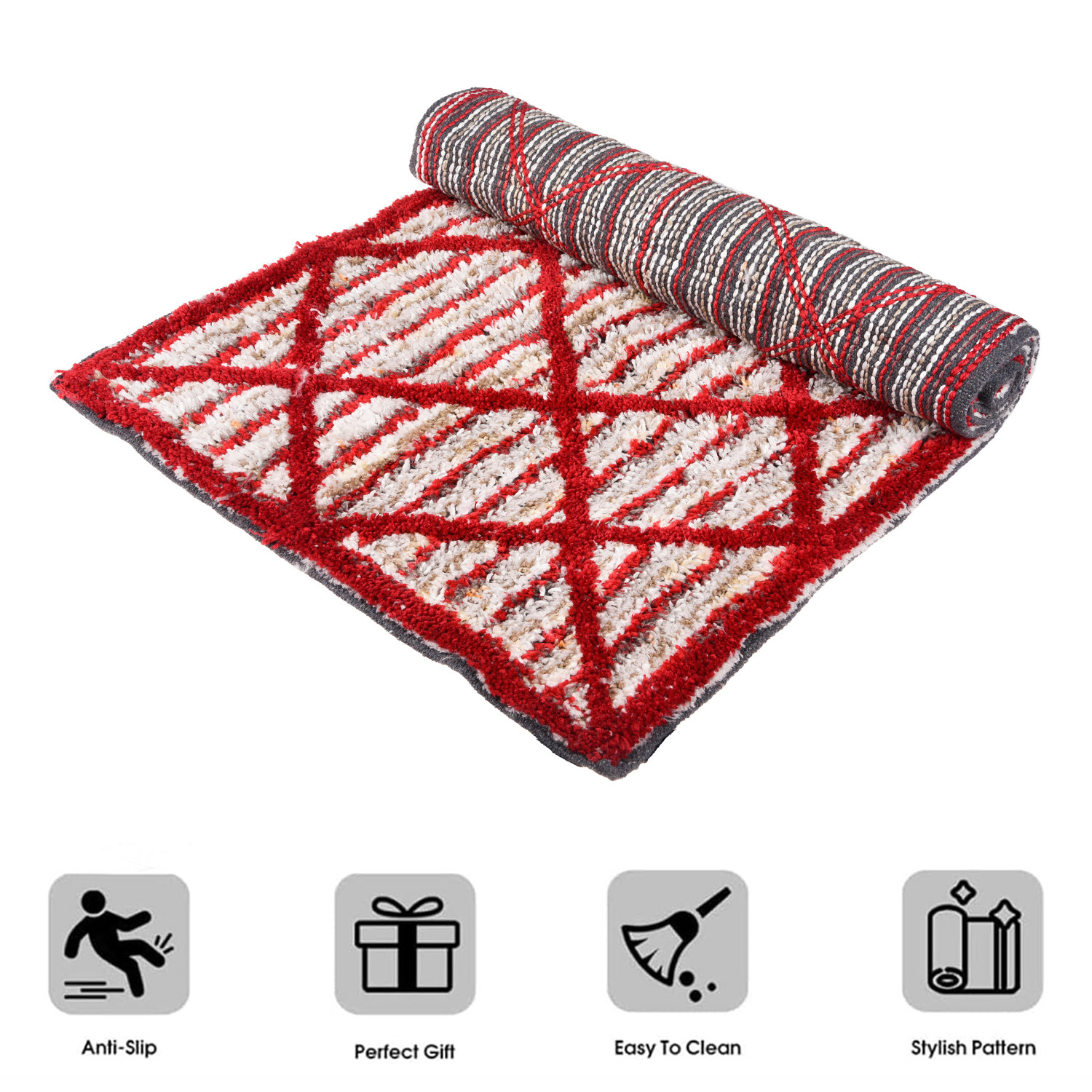 Kuber Industries Runner  Bedside Runner for Bedroom  Runner for Living Room  Katli Mingle Carpet Runner for Home  Anti Skid Carpet Rug Mat  Kitchen Runner  22x55  Red