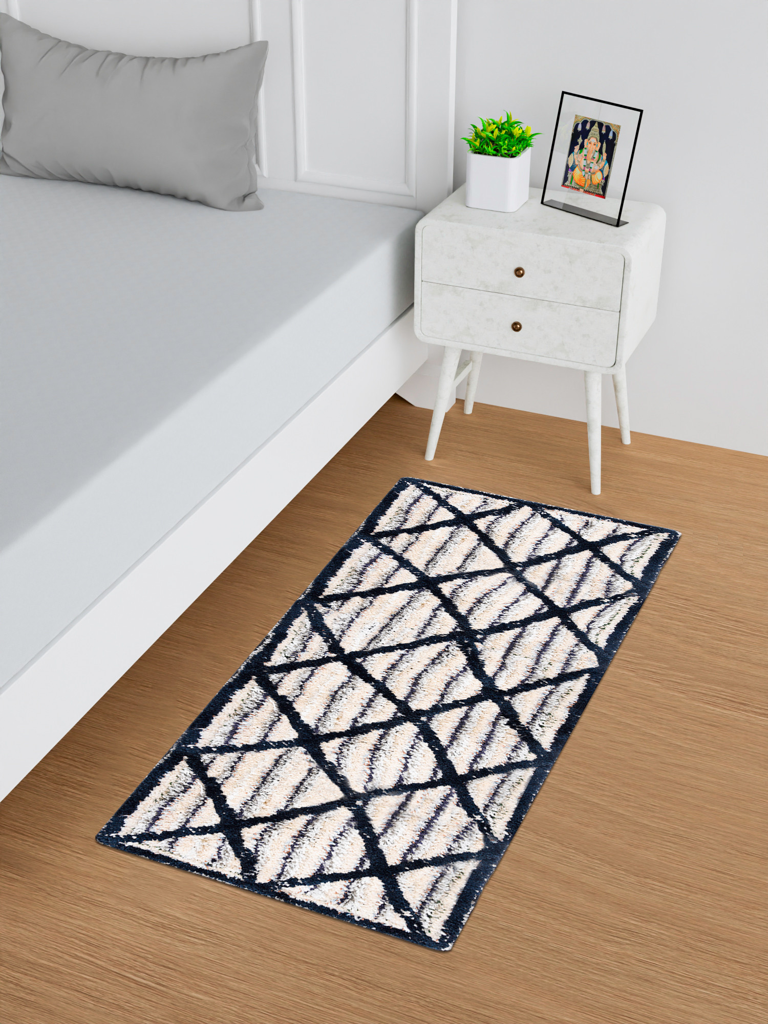 Kuber Industries Runner | Bedside Runner for Bedroom | Runner for Living Room | Katli Mingle Carpet Runner for Home | Anti Skid Carpet Rug Mat | Kitchen Runner | 22x55 | Blue