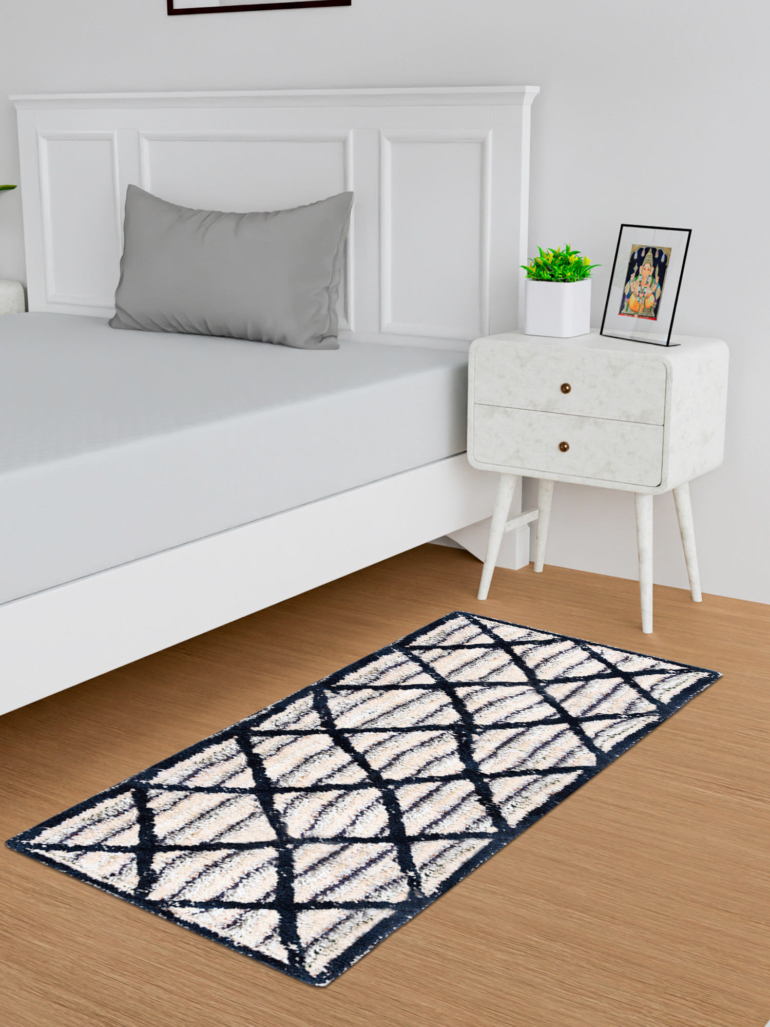 Kuber Industries Runner | Bedside Runner for Bedroom | Runner for Living Room | Katli Mingle Carpet Runner for Home | Anti Skid Carpet Rug Mat | Kitchen Runner | 22x55 | Blue