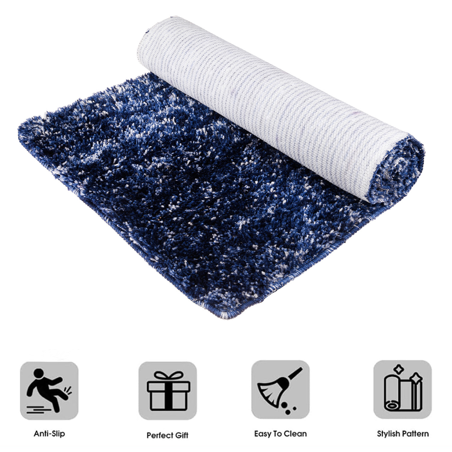 Kuber Industries Runner | Bedside Runner for Bedroom | Runner for Living Room | Lexus Home Decor Carpet Runner | Anti Skid Carpet Rug Mat | Kitchen Runner | 22x55 | Blue