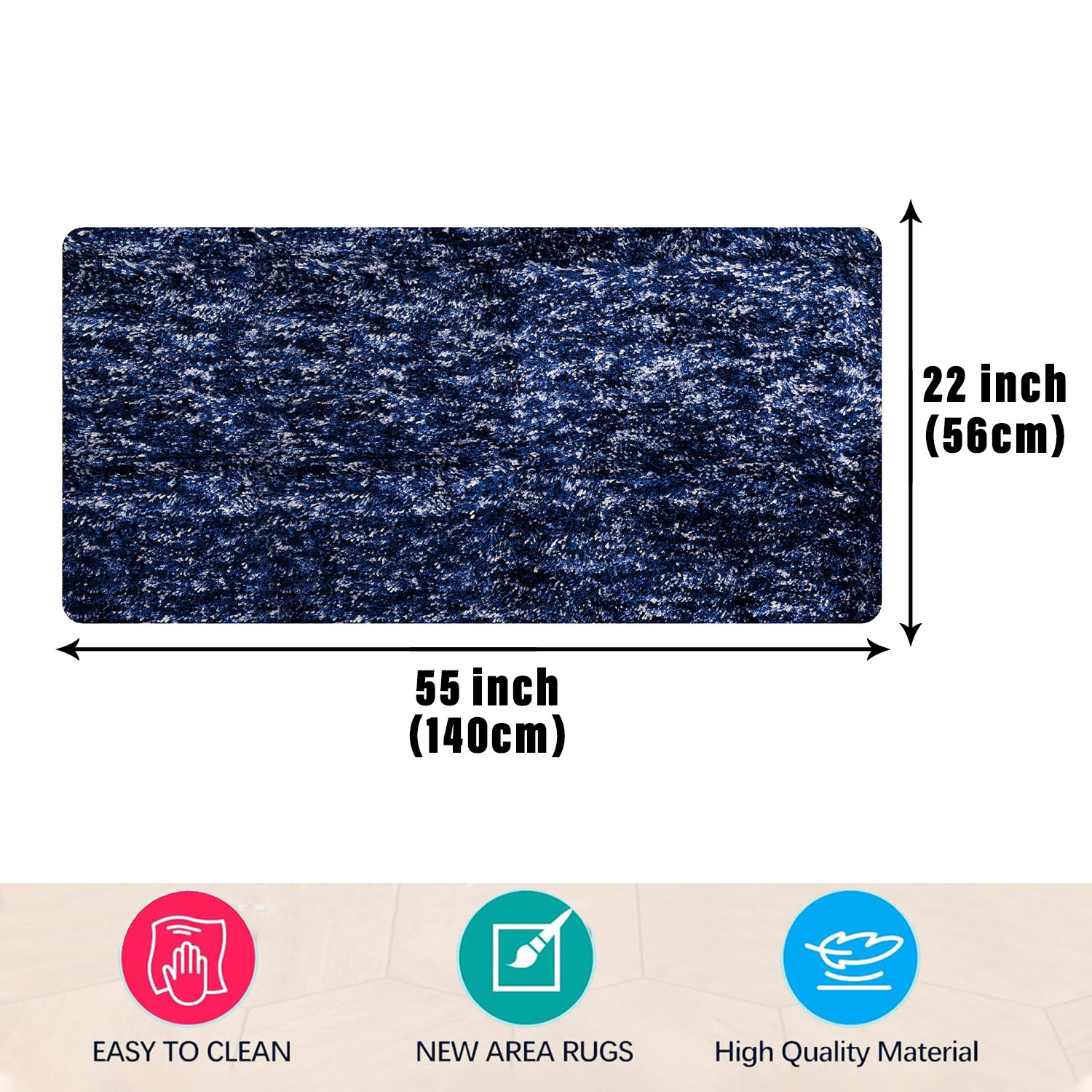 Kuber Industries Runner | Bedside Runner for Bedroom | Runner for Living Room | Lexus Home Decor Carpet Runner | Anti Skid Carpet Rug Mat | Kitchen Runner | 22x55 | Blue