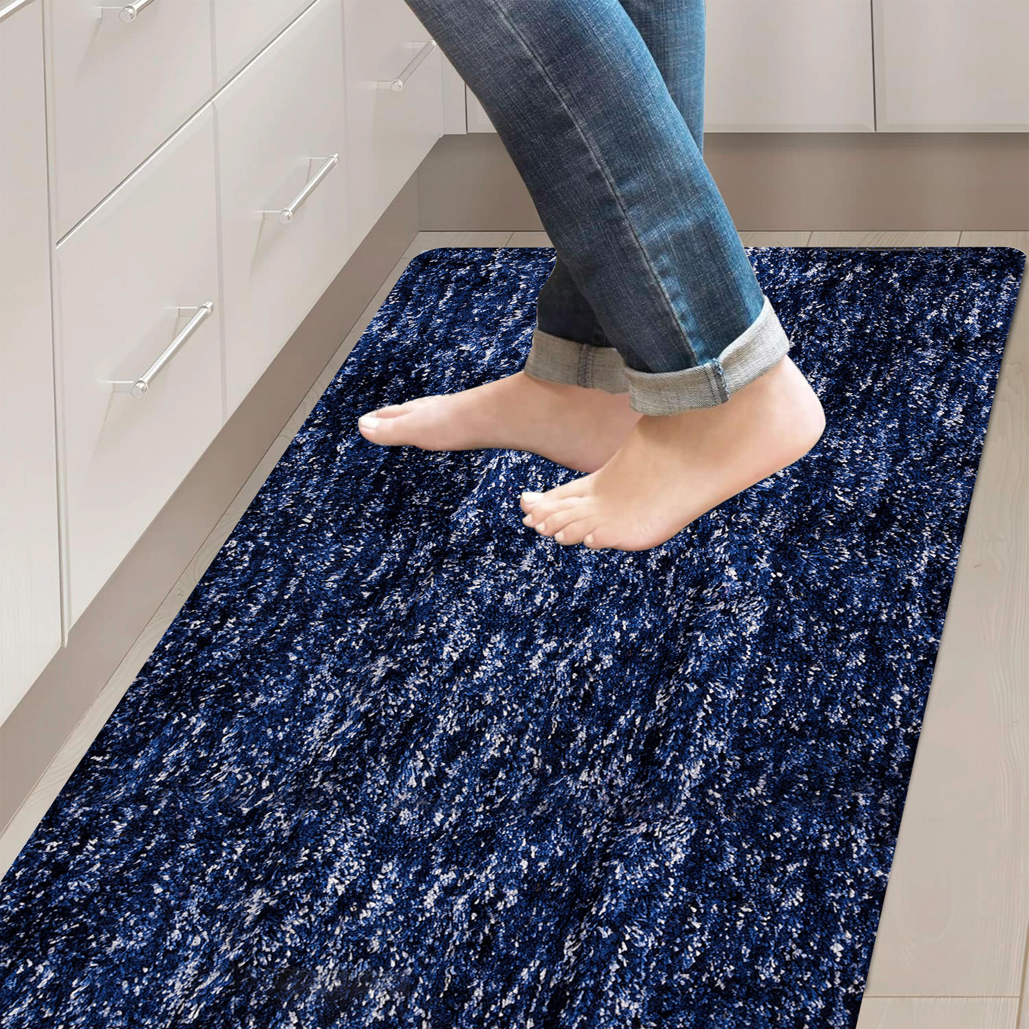 Kuber Industries Runner | Bedside Runner for Bedroom | Runner for Living Room | Lexus Home Decor Carpet Runner | Anti Skid Carpet Rug Mat | Kitchen Runner | 22x55 | Blue