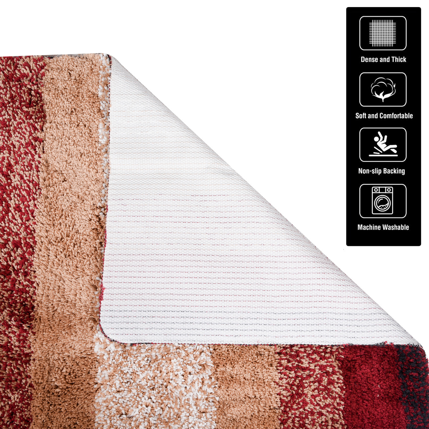 Kuber Industries Runner  Bedside Runner for Bedroom  Runner for Living Room  Maroon Patta Rainbow Carpet Runner  Anti Skid Carpet Rug Mat  Kitchen Runner  22x55  Cream