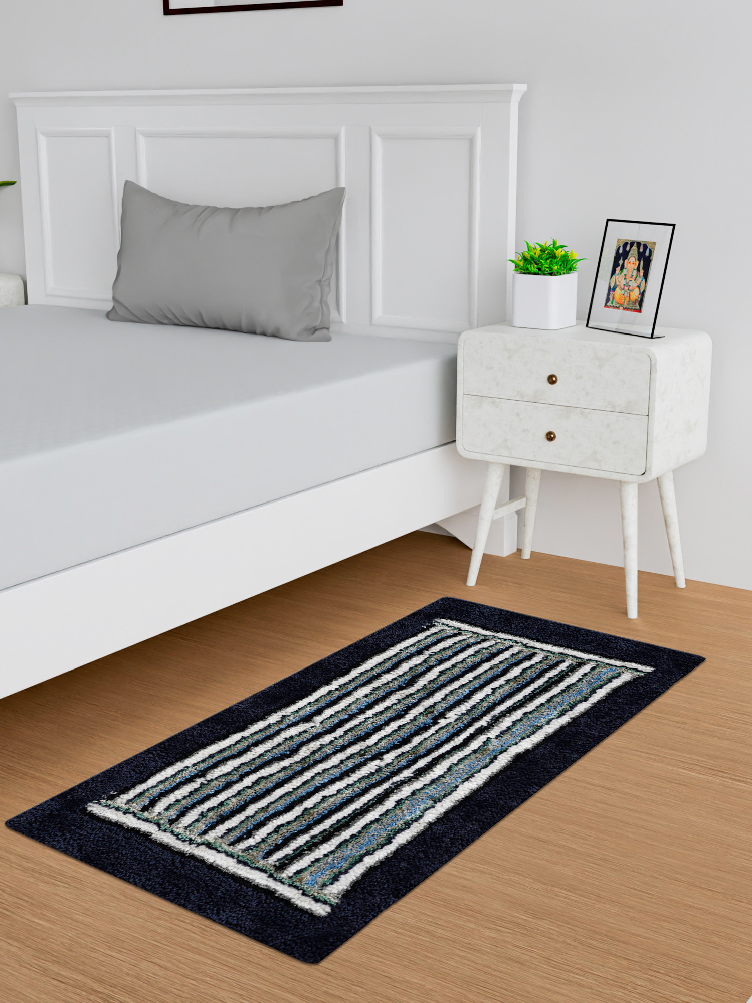 Kuber Industries Runner  Bedside Runner for Bedroom  Runner for Living Room  Micro Border Carpet Runner for Home  Anti Skid Carpet Rug Mat  Kitchen Runner  22x55  Gray