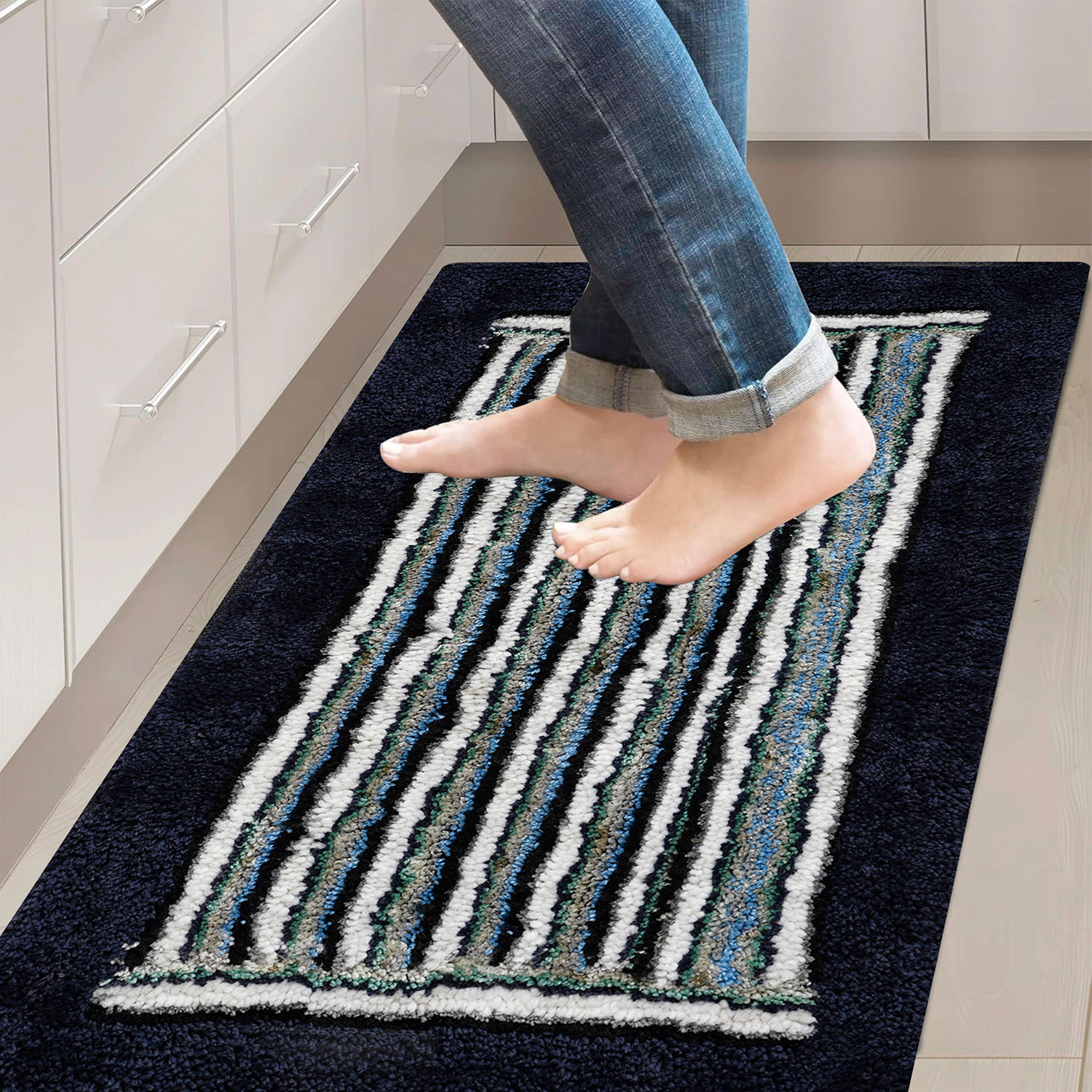 Kuber Industries Runner  Bedside Runner for Bedroom  Runner for Living Room  Micro Border Carpet Runner for Home  Anti Skid Carpet Rug Mat  Kitchen Runner  22x55  Gray