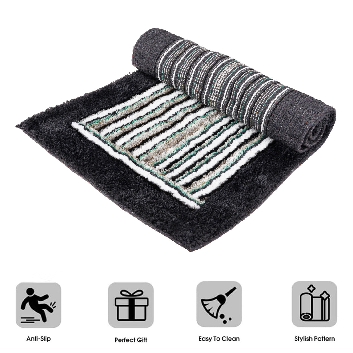 Kuber Industries Runner  Bedside Runner for Bedroom  Runner for Living Room  Micro Border Carpet Runner for Home  Anti Skid Carpet Rug Mat  Kitchen Runner  22x55  Blue