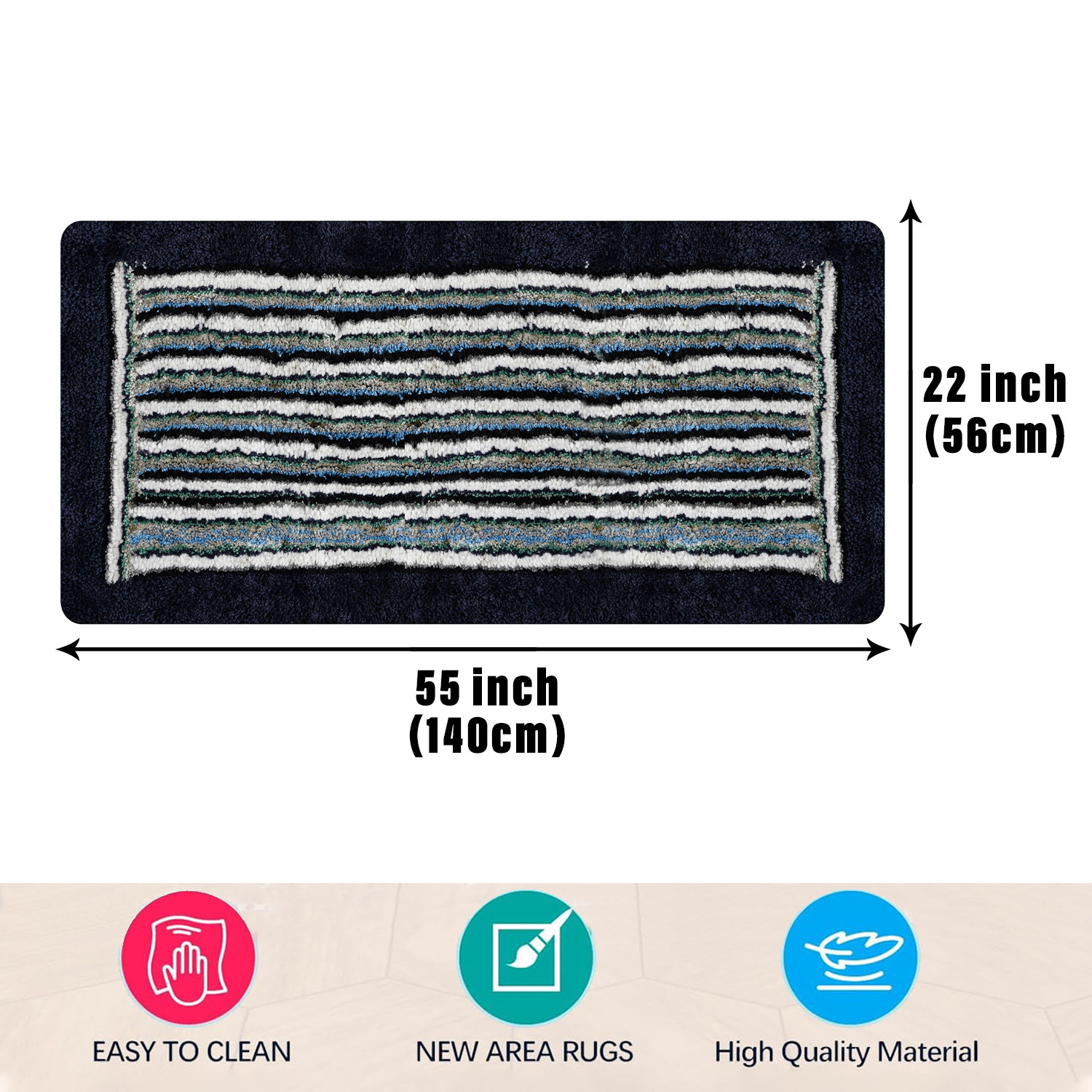 Kuber Industries Runner | Bedside Runner for Bedroom | Runner for Living Room | Micro Border Carpet Runner for Home | Anti Skid Carpet Rug Mat | Kitchen Runner | 22x55 | Gray