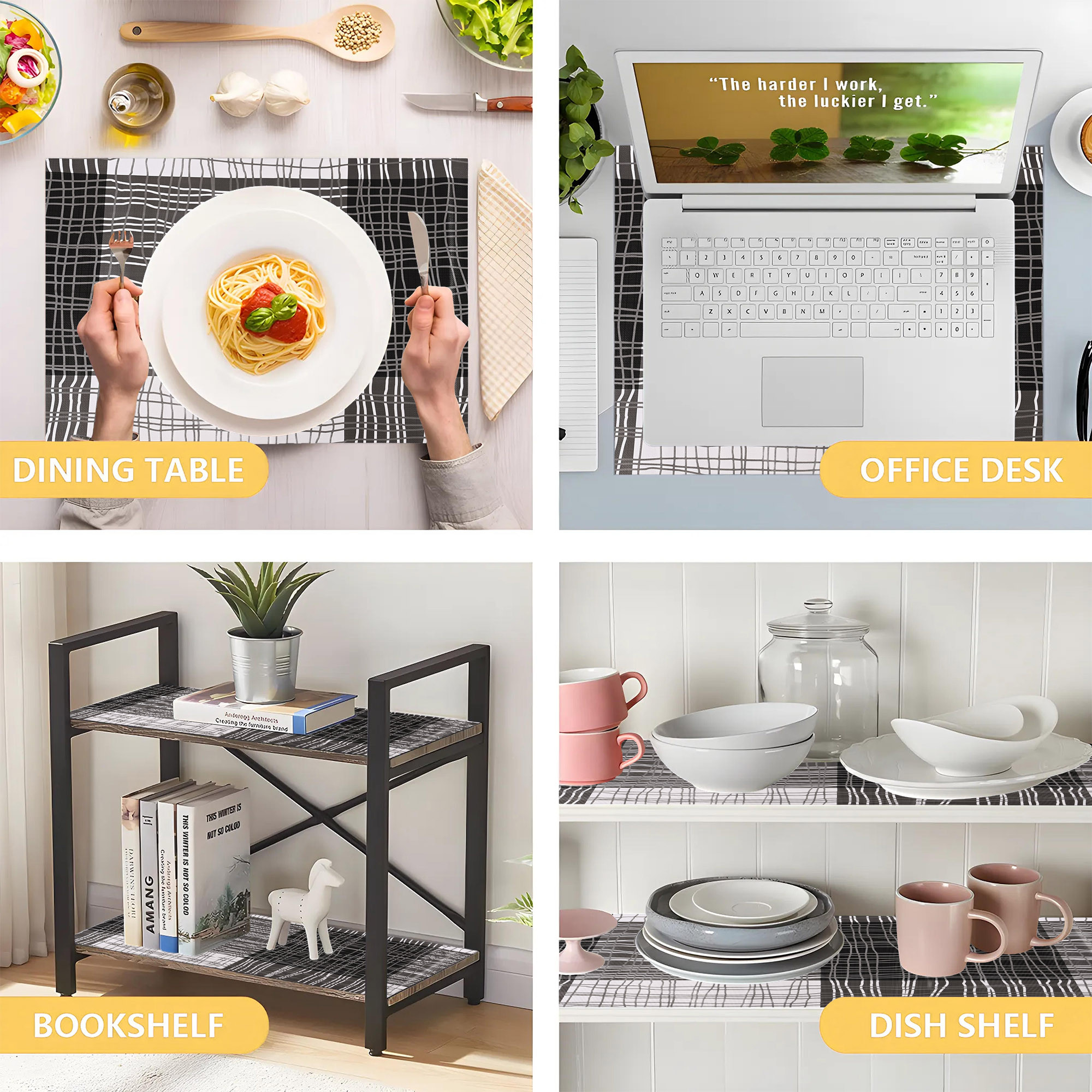 Kuber Industries s Waterproof  Durable Kitchen Mats for Shelf Liner Roll  Wipeable Fridge Sheets for Shelves Cabinet Drawer  Linings - Black  Grey