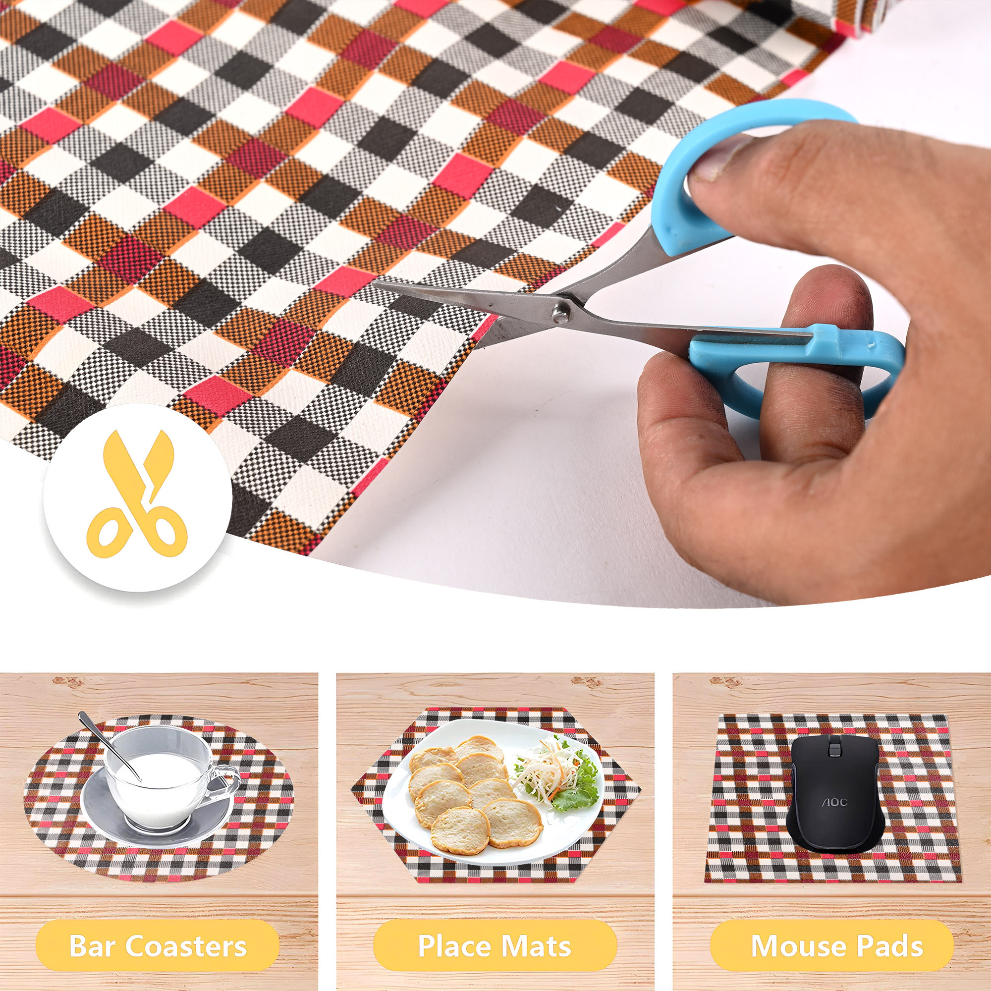 Kuber Industries s Waterproof  Durable Kitchen Mats for Shelf Liner Roll  Wipeable Fridge Sheets for Shelves Cabinet Drawer  Barik Check - Red  Black