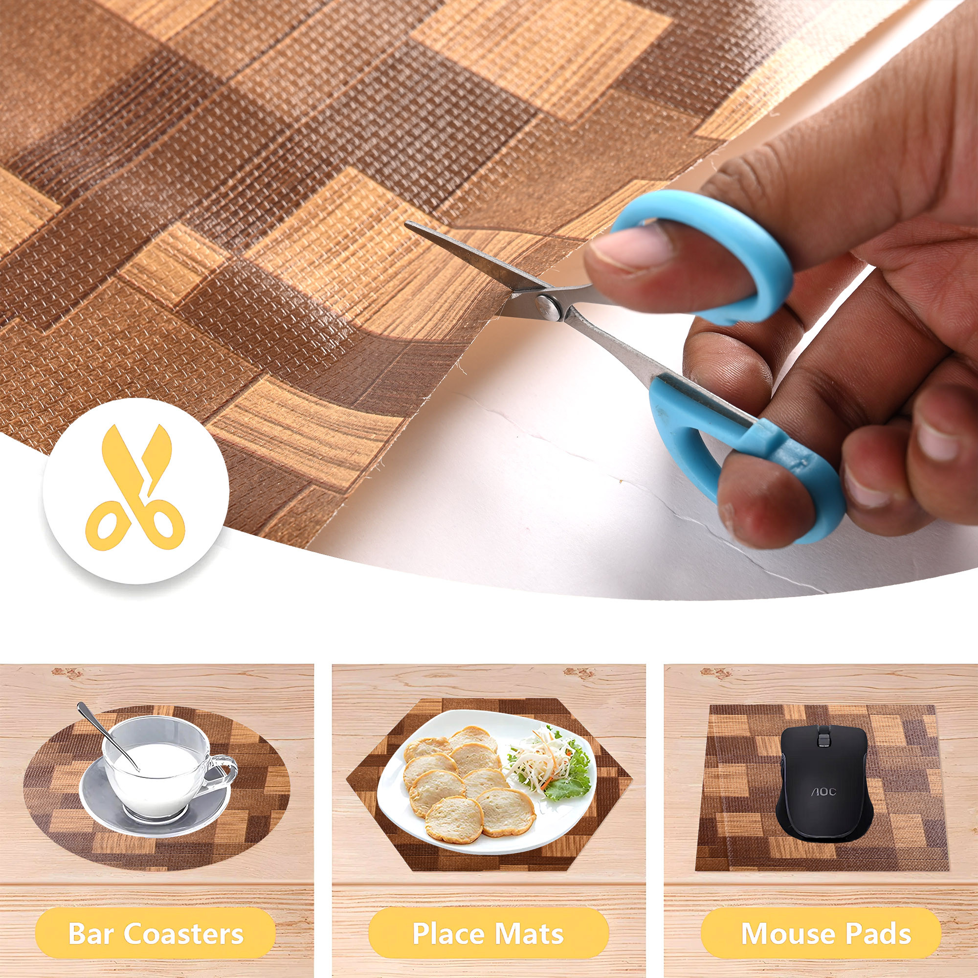 Kuber Industries s Waterproof  Durable Kitchen Mats for Shelf Liner Roll  Wipeable Fridge Sheets for Shelves Cabinet Drawer  Dark Brown Wooden Check