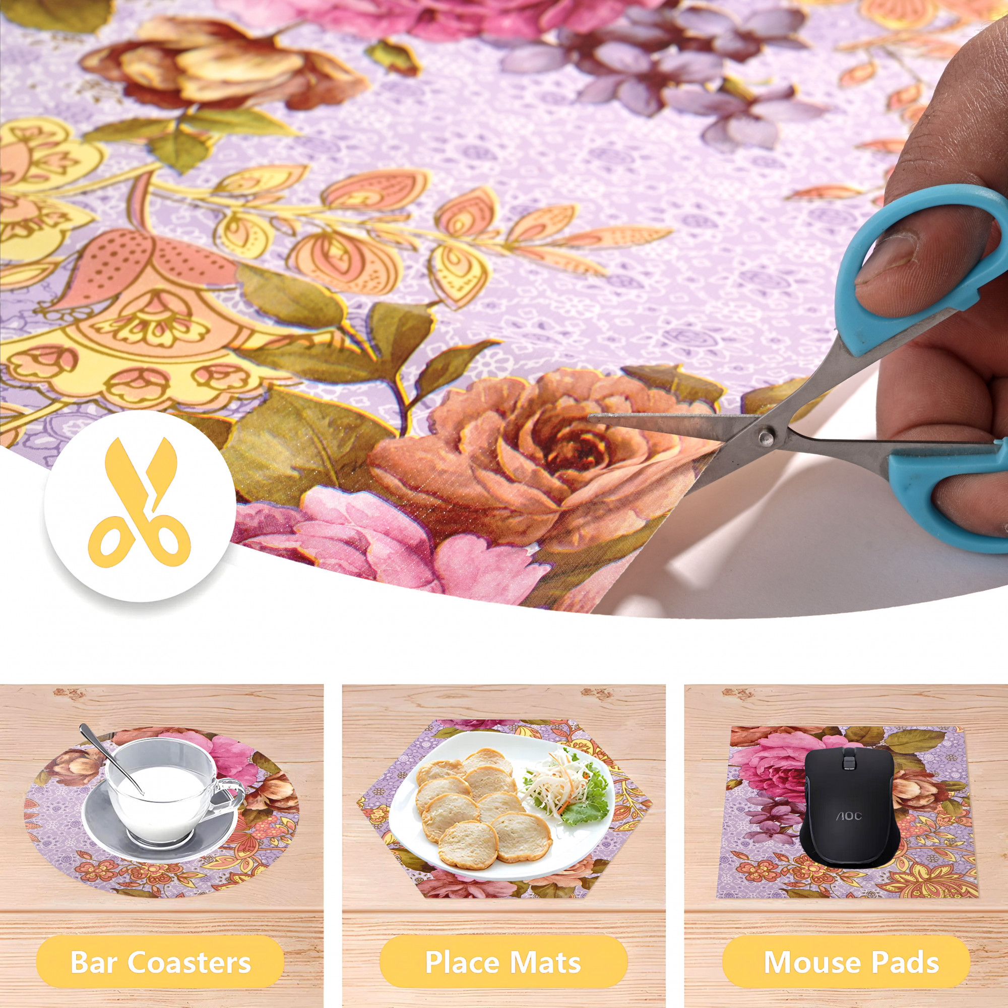 Kuber Industries s Waterproof  Durable Kitchen Mats for Shelf Liner Roll  Wipeable Fridge Sheets for Shelves Cabinet Drawer  Flower Print - Lavender