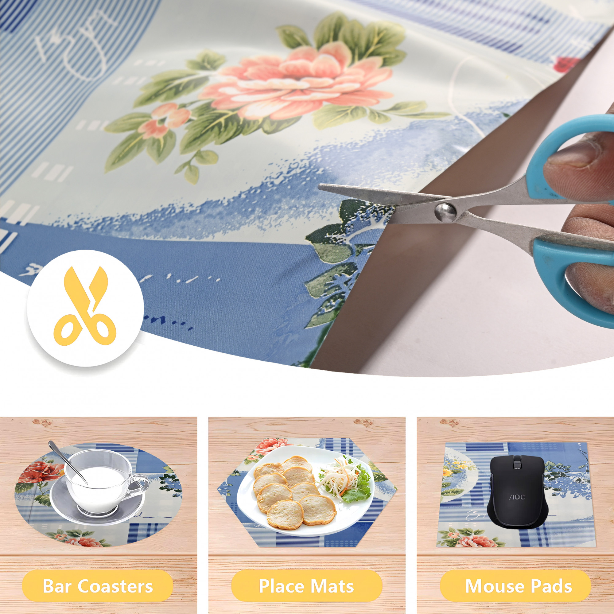 Kuber Industries s Waterproof  Durable Kitchen Mats for Shelf Liner Roll  Wipeable Fridge Sheets for Shelves Cabinet Drawer  Orange Rose - Blue