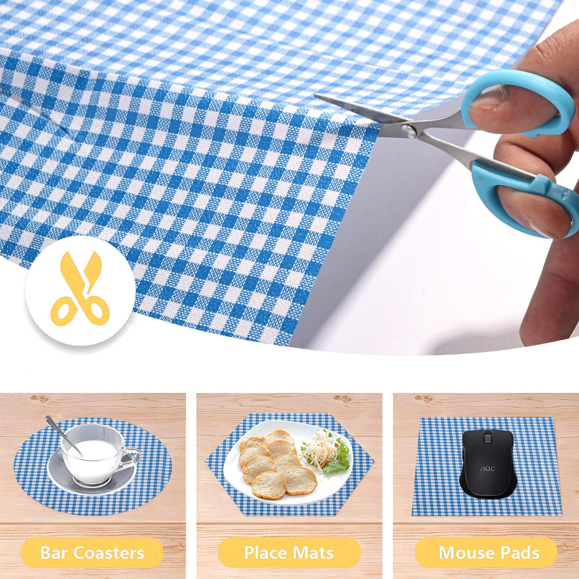 Kuber Industries s Waterproof  Durable Kitchen Mats for Shelf Liner Roll  Wipeable Fridge Sheets for Shelves Cabinet Drawer  Barik Check - White  Blue