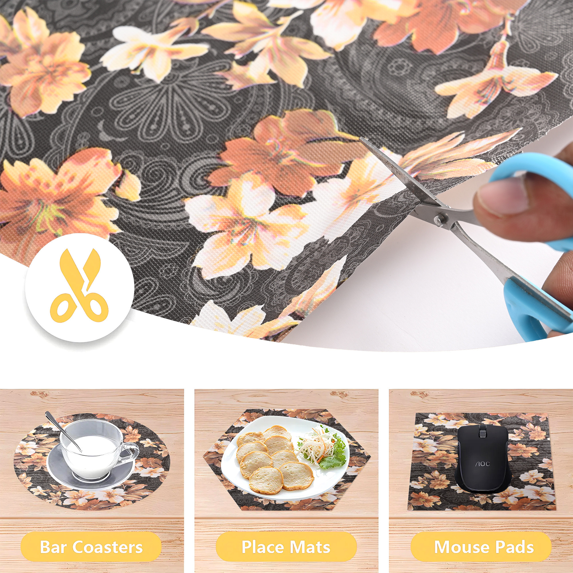 Kuber Industries s Waterproof  Durable Kitchen Mats for Shelf Liner Roll  Wipeable Fridge Sheets for Shelves Cabinet Drawer  Flower Print - Grey  Brown