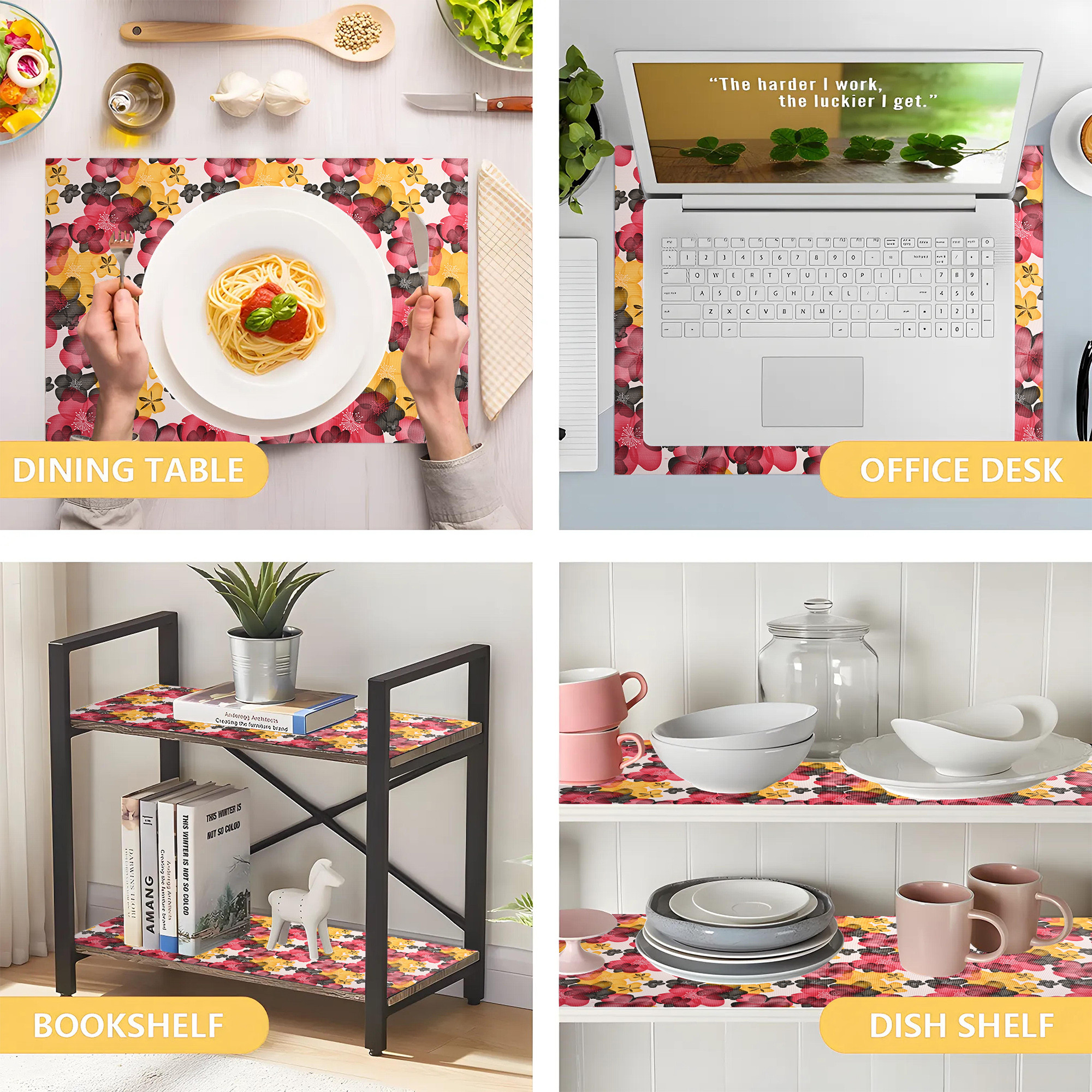 Kuber Industries s Waterproof Wardrobe Shelf Liners for Kitchen Shelves  Multipurpose Almari Fridge  Cupboard Sheets for Wardrobe  Flower Design- Pink