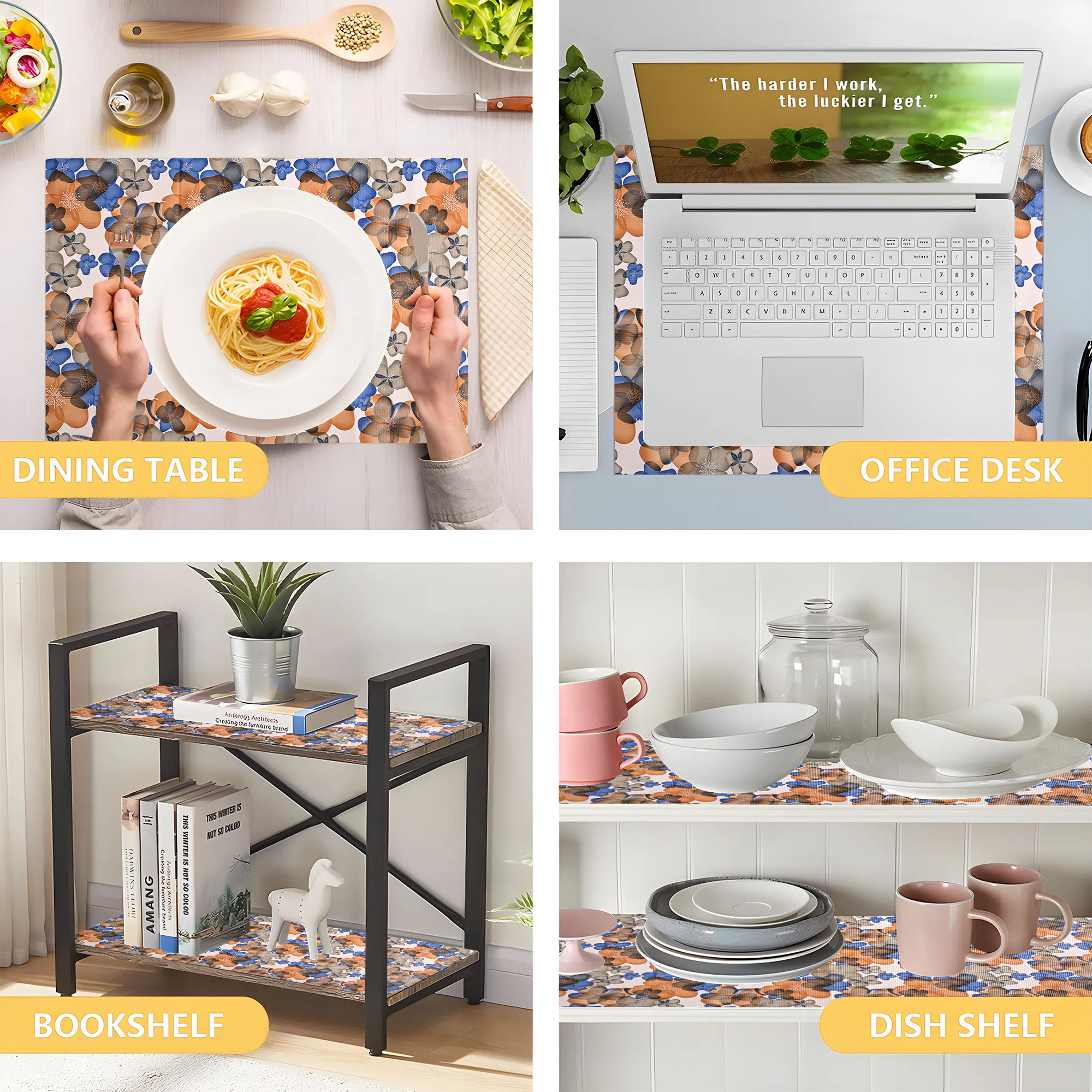 Kuber Industries s Waterproof Wardrobe Shelf Liners for Kitchen Shelves  Multipurpose Almari Fridge  Cupboard Sheets for Wardrobe  Flower Design- Blue