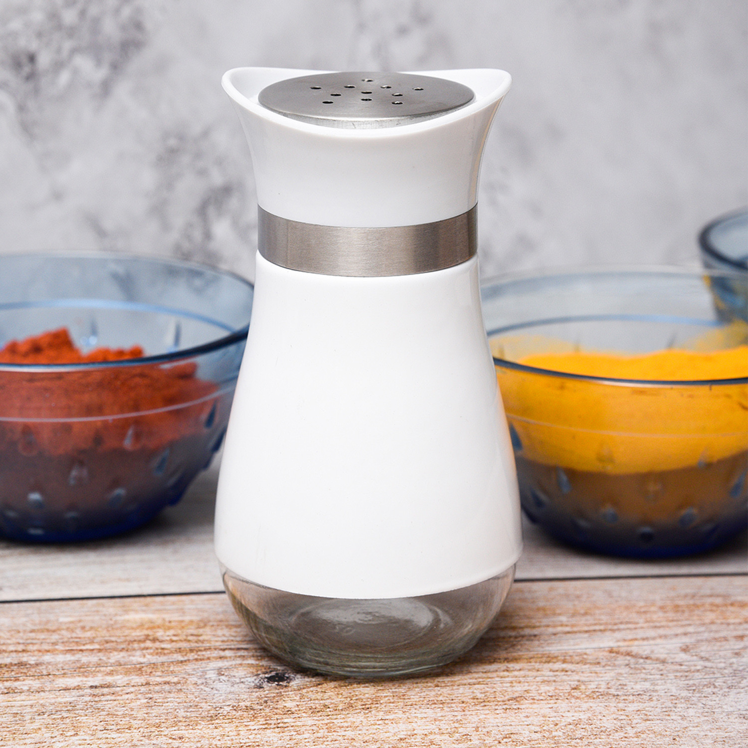 Kuber Industries Salt Shaker Box  Stainless Steel Pepper Shaker Box  Chilli Flakes Seasoning Sprinkler Box  Namak Daani  Dining Table Masala Box Dabbi  White