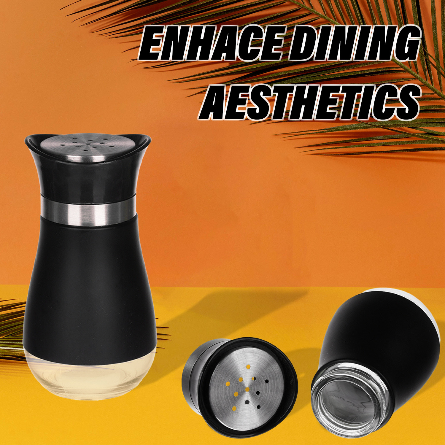 Kuber Industries Salt Shaker Box  Stainless Steel Pepper Shaker Box  Chilli Flakes Seasoning Sprinkler Box  Namak Daani  Dining Table Masala Box Dabbi  Black