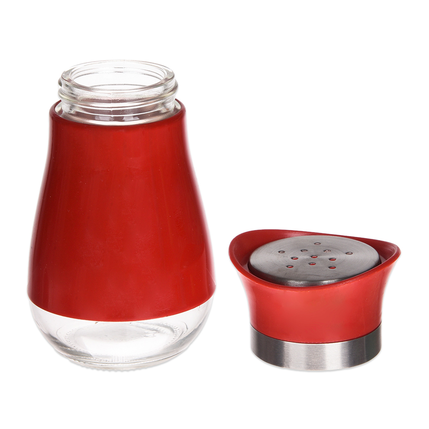 Kuber Industries Salt Shaker Box  Stainless Steel Pepper Shaker Box  Chilli Flakes Seasoning Sprinkler Box  Namak Daani  Dining Table Masala Box Dabbi  Red