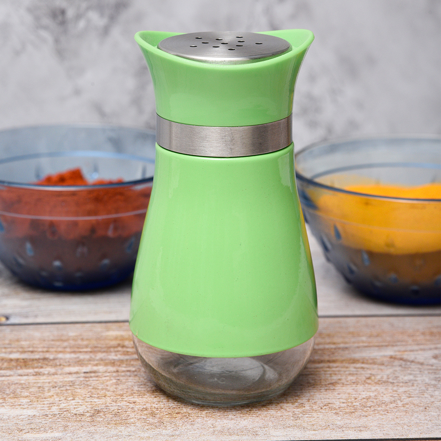 Kuber Industries Salt Shaker Box  Stainless Steel Pepper Shaker Box  Chilli Flakes Seasoning Sprinkler Box  Namak Daani  Dining Table Masala Box Dabbi  Green