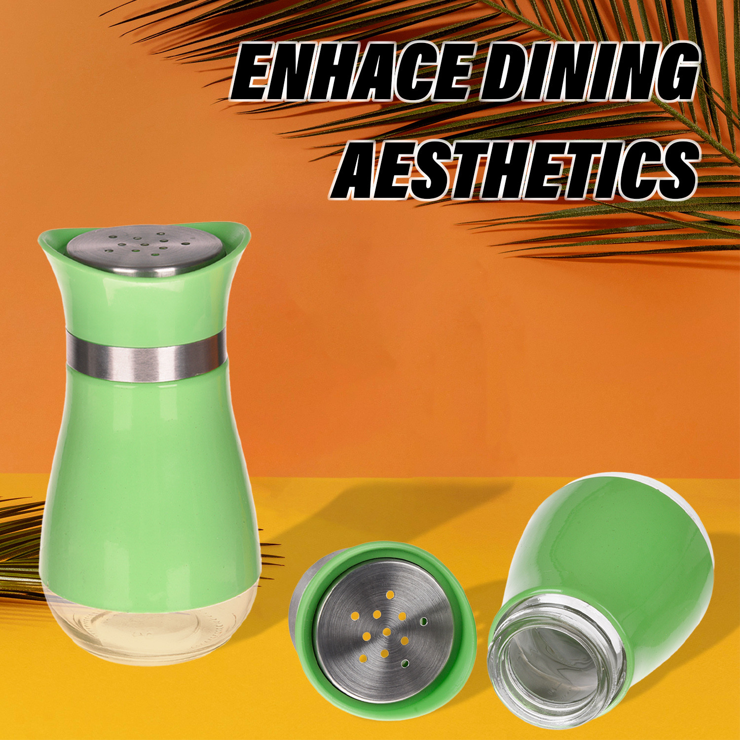 Kuber Industries Salt Shaker Box  Stainless Steel Pepper Shaker Box  Chilli Flakes Seasoning Sprinkler Box  Namak Daani  Dining Table Masala Box Dabbi  Green