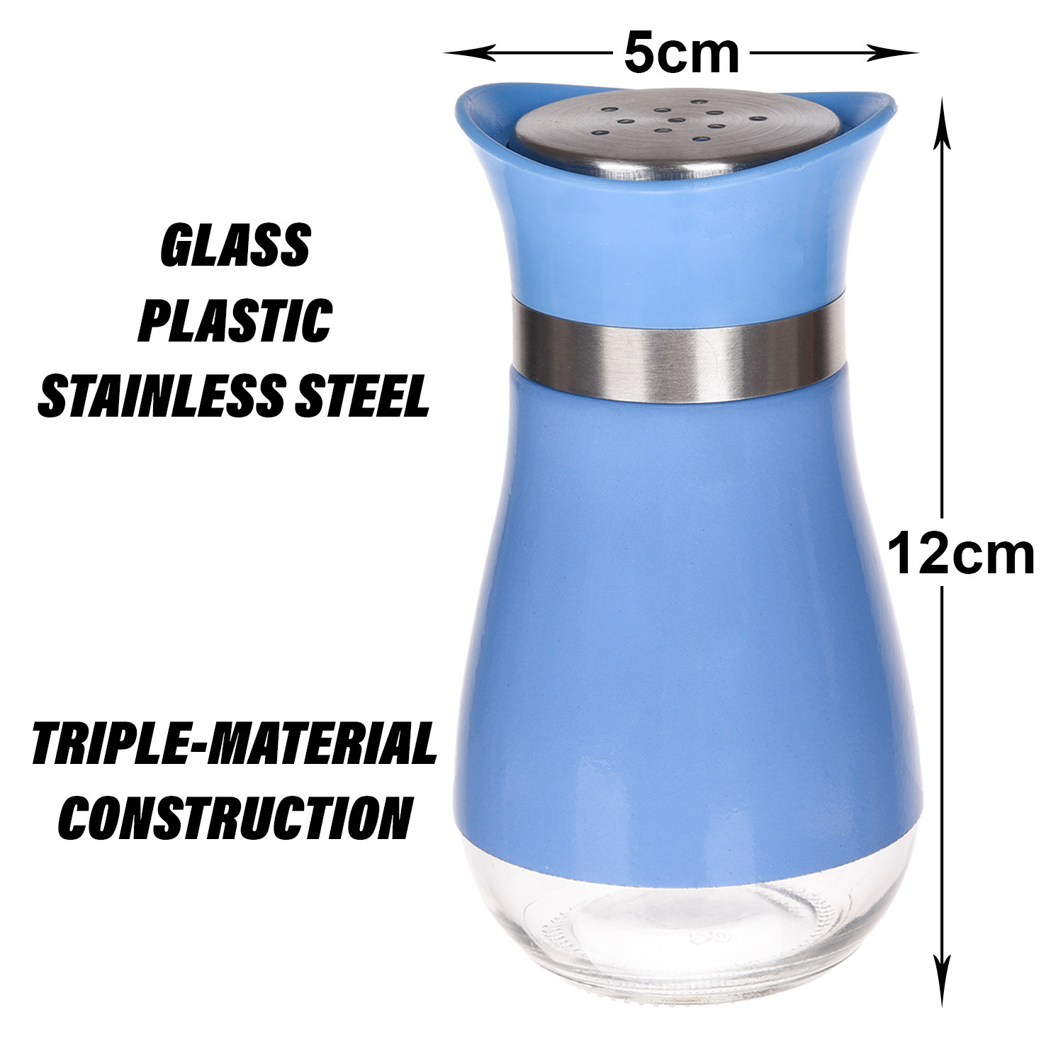 Kuber Industries Salt Shaker Box | Stainless Steel Pepper Shaker Box | Chilli Flakes Seasoning Sprinkler Box | Namak Daani | Dining Table Masala Box Dabbi | Blue