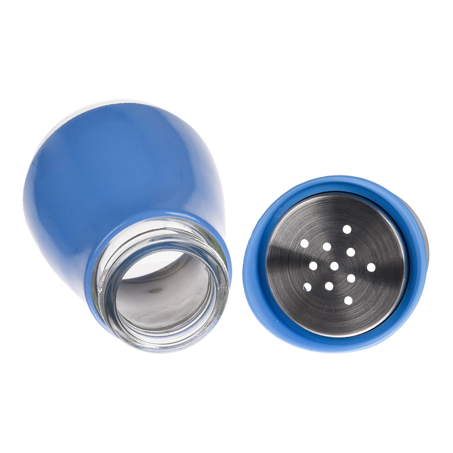 Kuber Industries Salt Shaker Box | Stainless Steel Pepper Shaker Box | Chilli Flakes Seasoning Sprinkler Box | Namak Daani | Dining Table Masala Box Dabbi | Blue