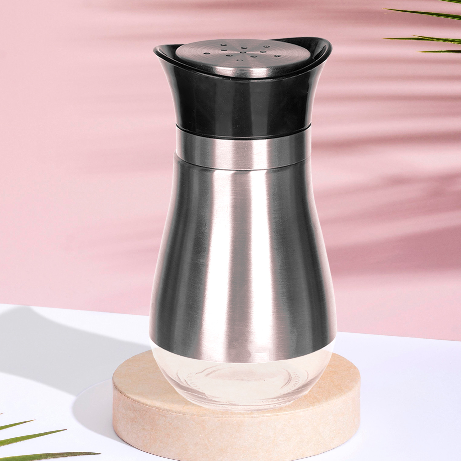 Kuber Industries Salt Shaker Box | Stainless Steel Pepper Shaker Box | Chilli Flakes Seasoning Sprinkler Box | Namak Daani | Dining Table Masala Box Dabbi | Gray