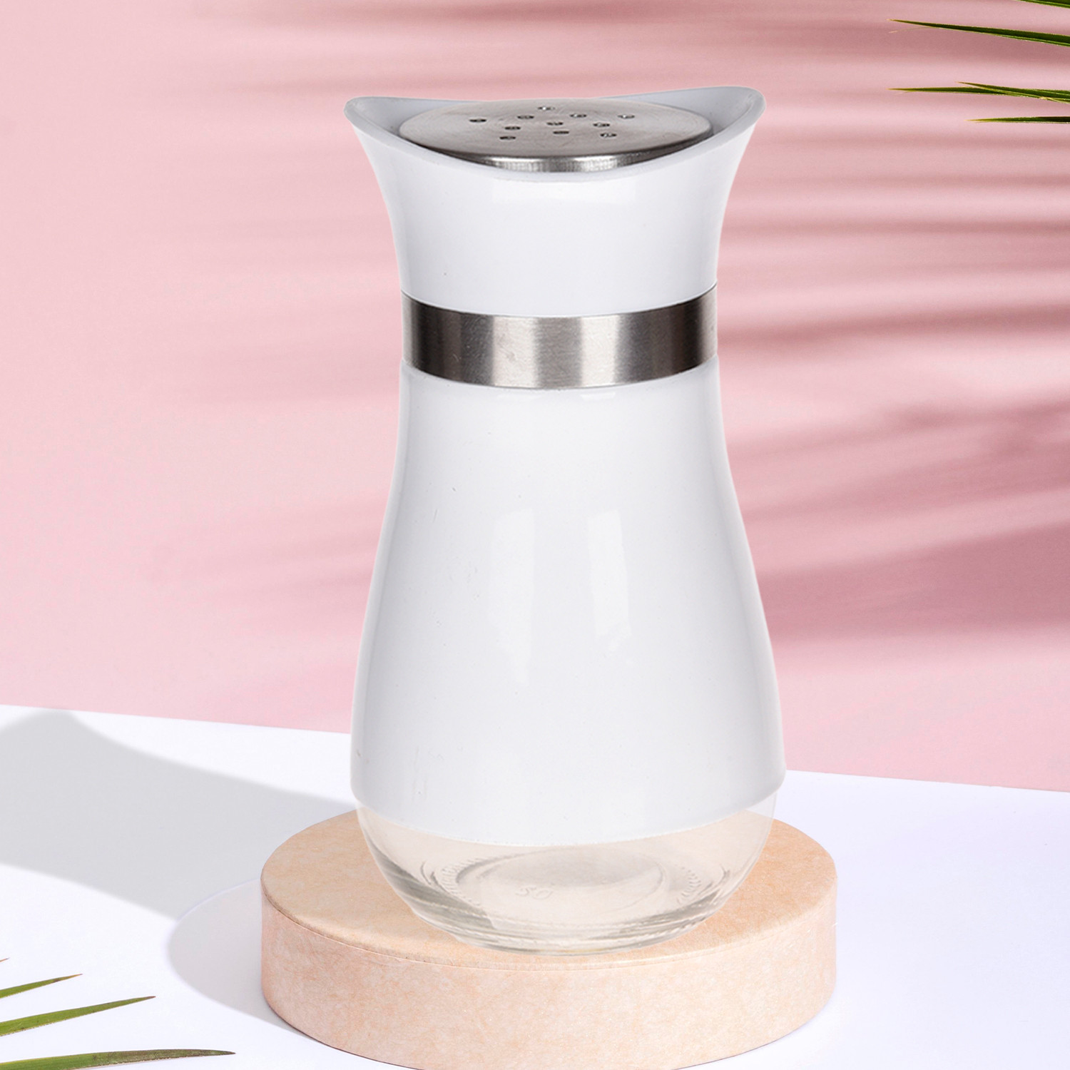 Kuber Industries Salt Shaker Box | Stainless Steel Pepper Shaker Box | Chilli Flakes Seasoning Sprinkler Box | Namak Daani | Dining Table Masala Box Dabbi | White