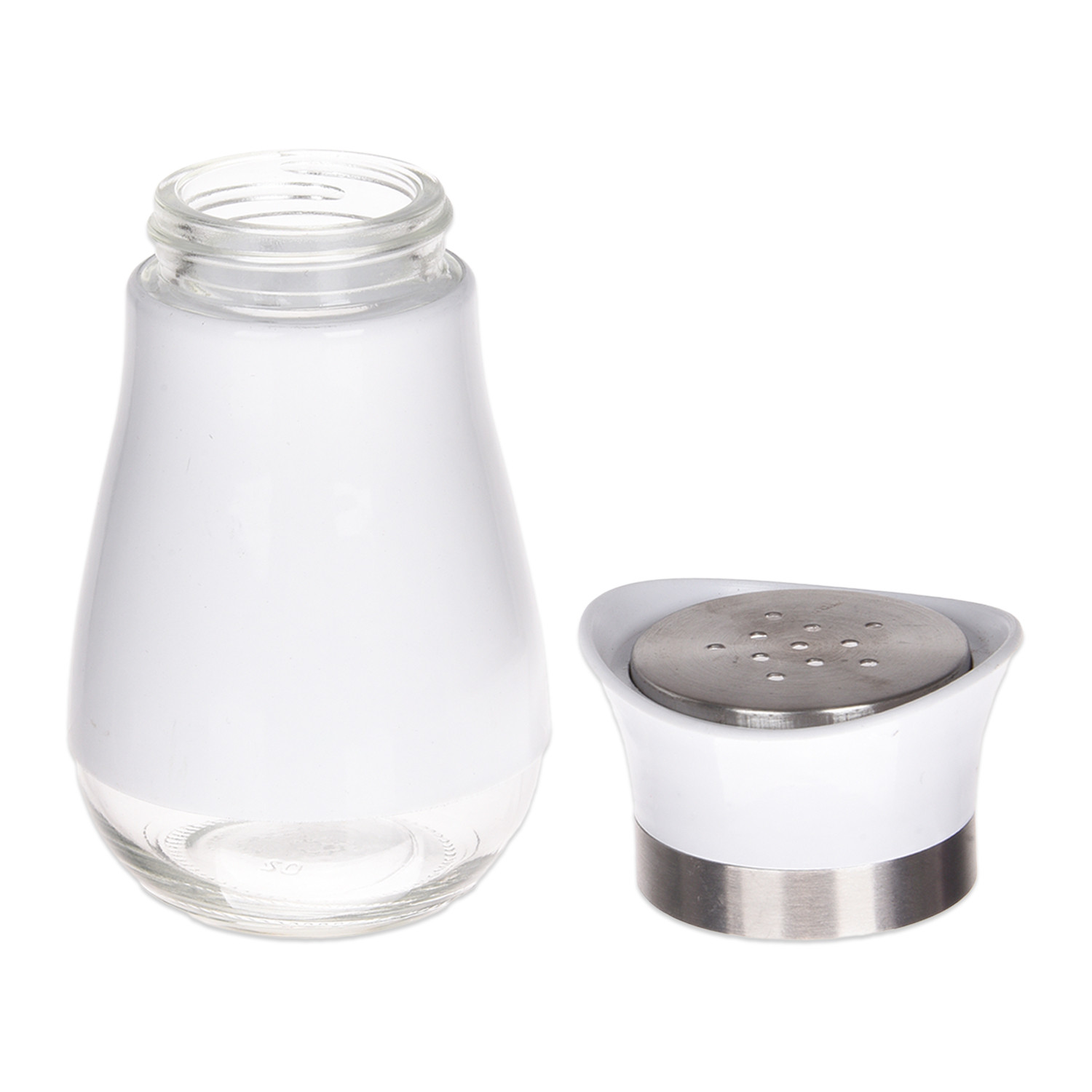 Kuber Industries Salt Shaker Box | Stainless Steel Pepper Shaker Box | Chilli Flakes Seasoning Sprinkler Box | Namak Daani | Dining Table Masala Box Dabbi | White