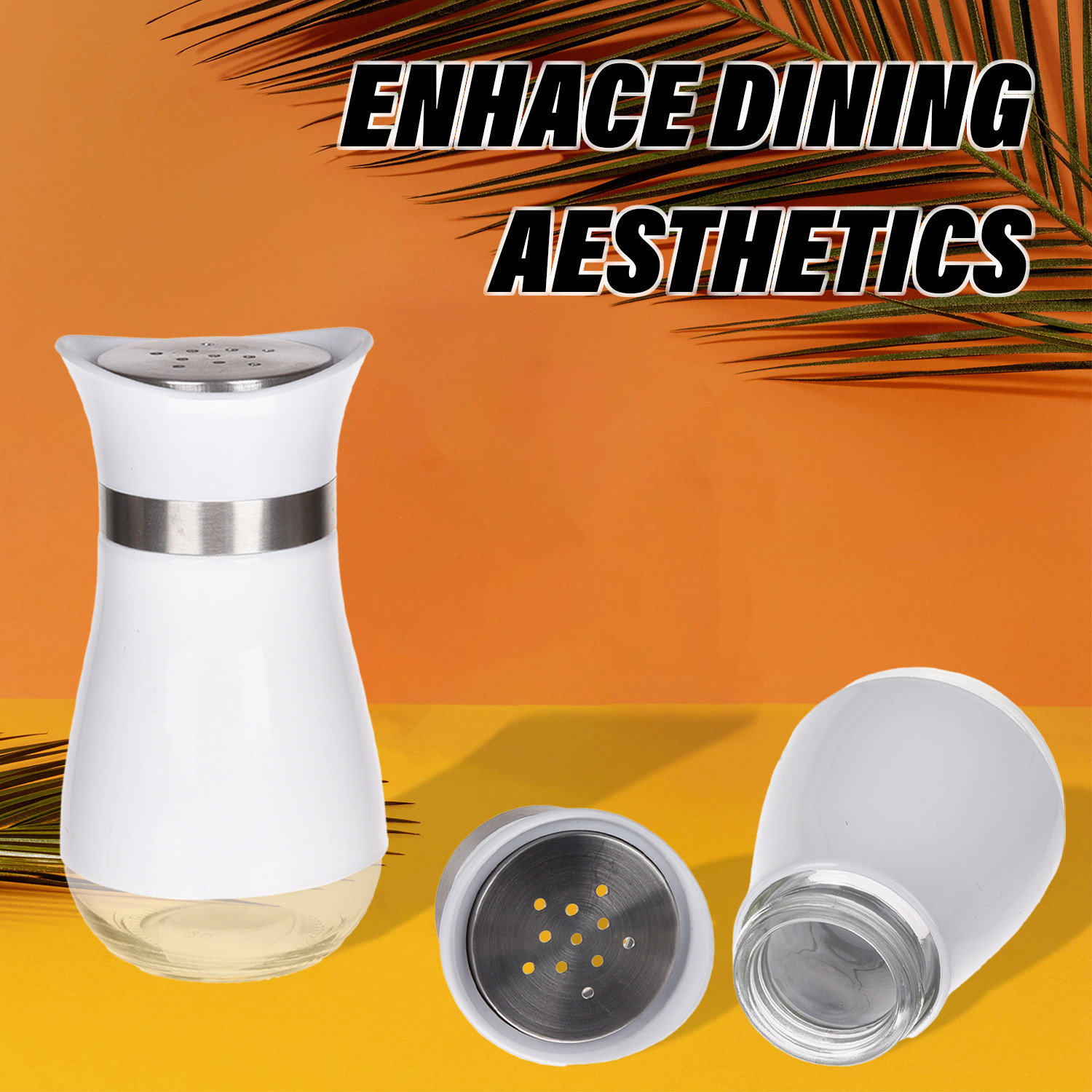 Kuber Industries Salt Shaker Box | Stainless Steel Pepper Shaker Box | Chilli Flakes Seasoning Sprinkler Box | Namak Daani | Dining Table Masala Box Dabbi | White