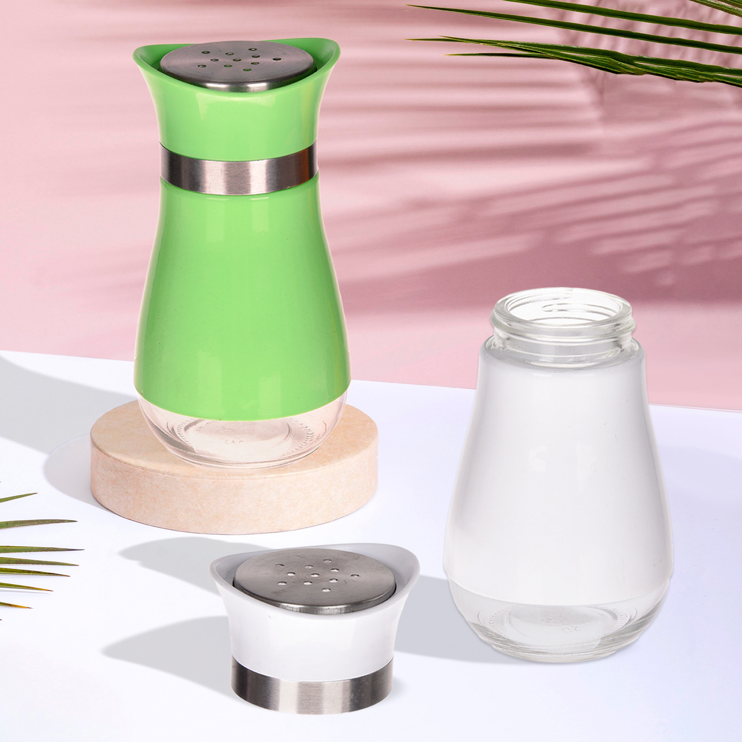 Kuber Industries Salt Shaker Box | Stainless Steel Pepper Shaker Box | Chilli Flakes Seasoning Sprinkler Box | Namak Daani | Dining Table Masala Box Dabbi | Pack of 2 | Multi