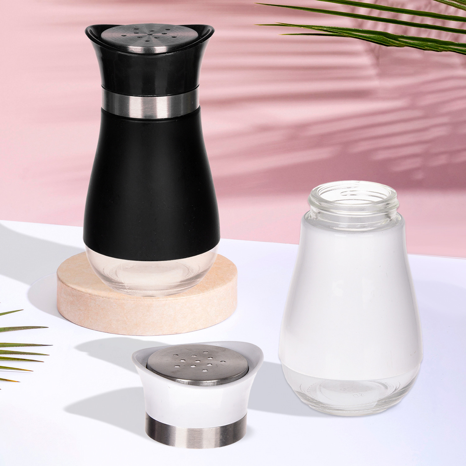 Kuber Industries Salt Shaker Box | Stainless Steel Pepper Shaker Box | Chilli Flakes Seasoning Sprinkler Box | Namak Daani | Dining Table Masala Box Dabbi | Pack of 2 | Multi