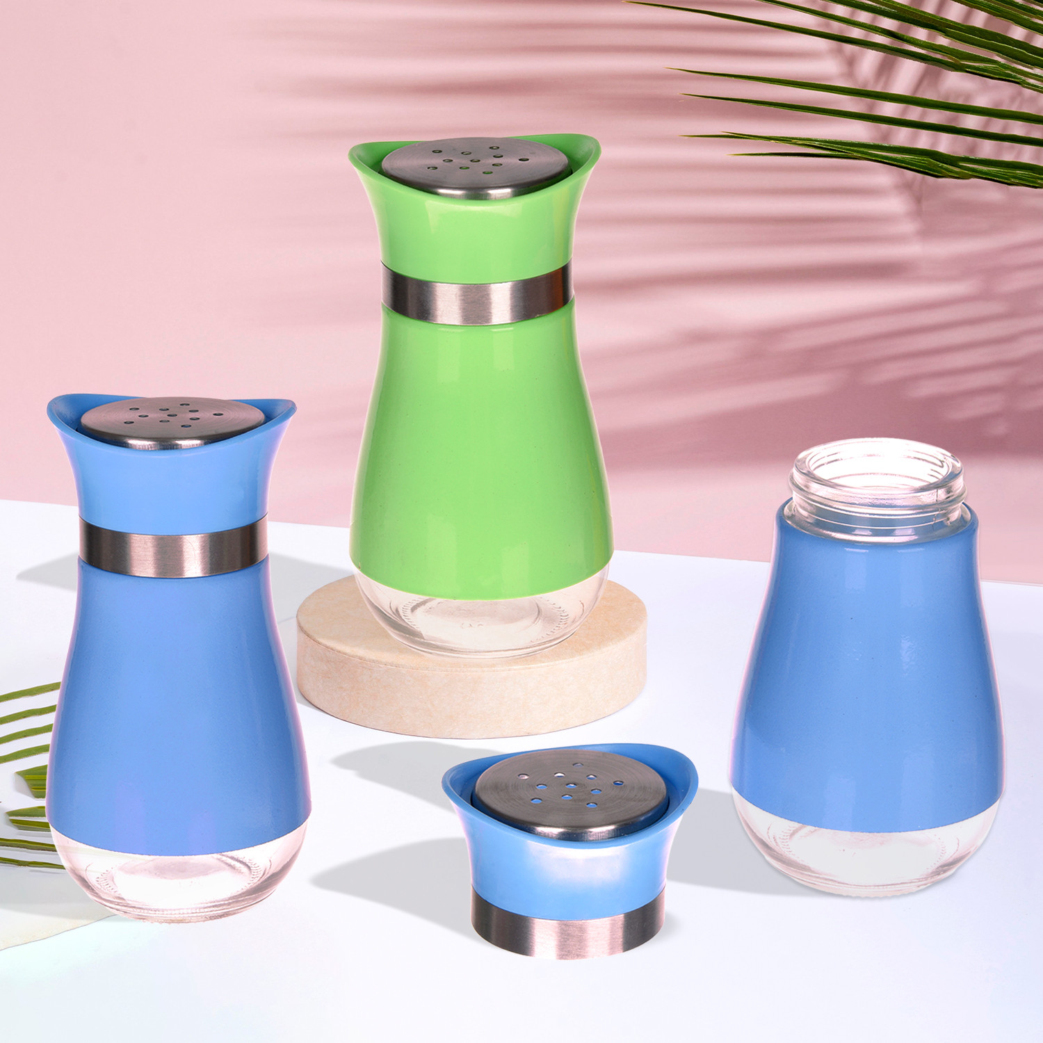 Kuber Industries Salt Shaker Box | Stainless Steel Pepper Shaker Box | Chilli Flakes Seasoning Sprinkler Box | Namak Daani | Dining Table Masala Box Dabbi | Pack of 3 | Multi
