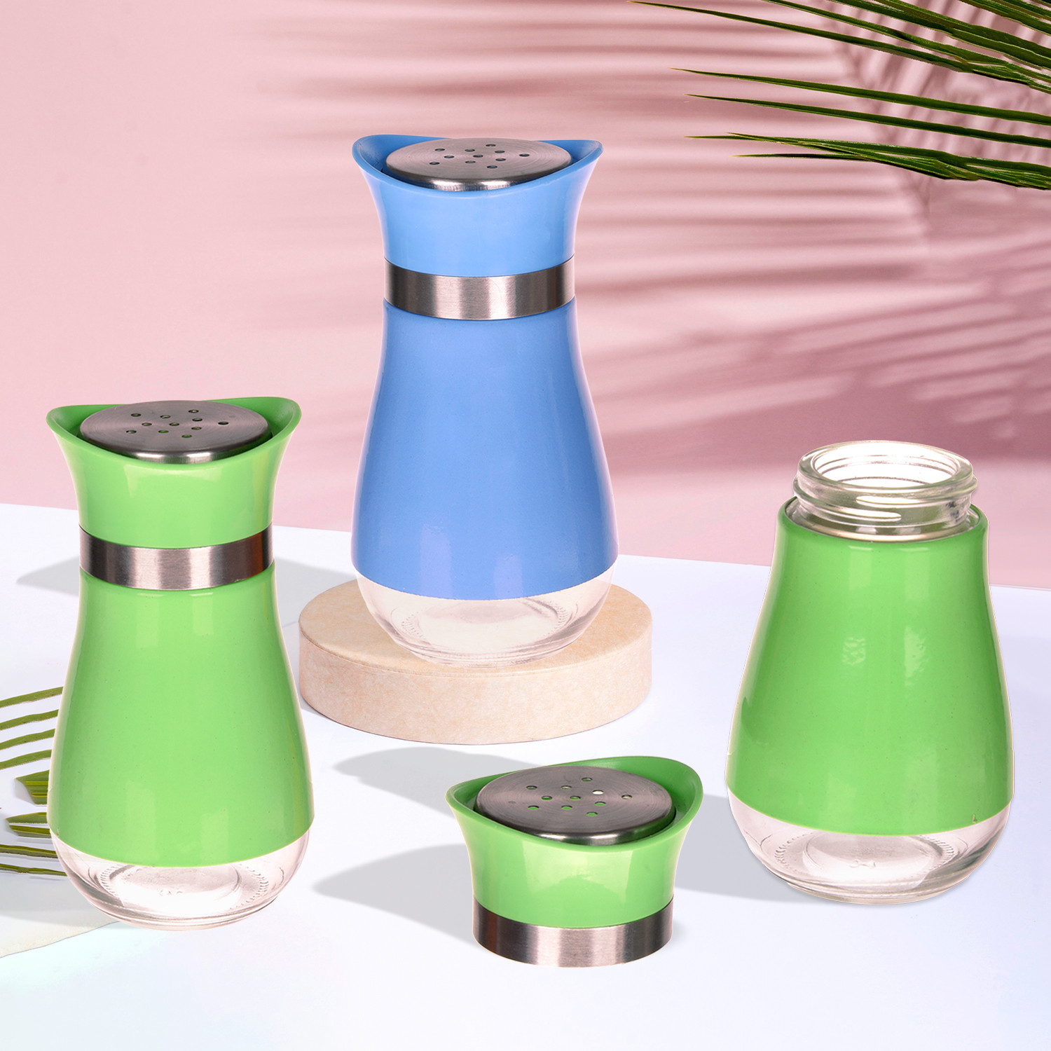 Kuber Industries Salt Shaker Box | Stainless Steel Pepper Shaker Box | Chilli Flakes Seasoning Sprinkler Box | Namak Daani | Dining Table Masala Box Dabbi | Pack of 3 | Multi