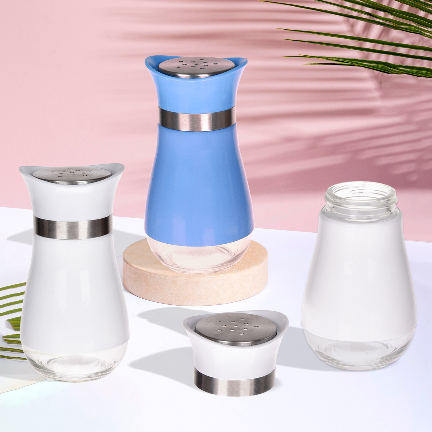 Kuber Industries Salt Shaker Box | Stainless Steel Pepper Shaker Box | Chilli Flakes Seasoning Sprinkler Box | Namak Daani | Dining Table Masala Box Dabbi | Pack of 3 | Multi