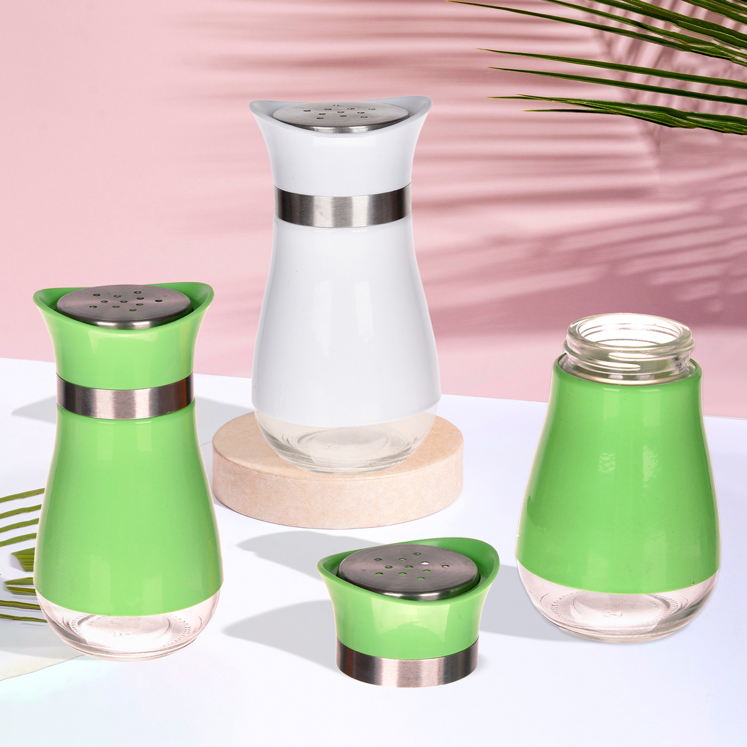 Kuber Industries Salt Shaker Box | Stainless Steel Pepper Shaker Box | Chilli Flakes Seasoning Sprinkler Box | Namak Daani | Dining Table Masala Box Dabbi | Pack of 3 | Multi