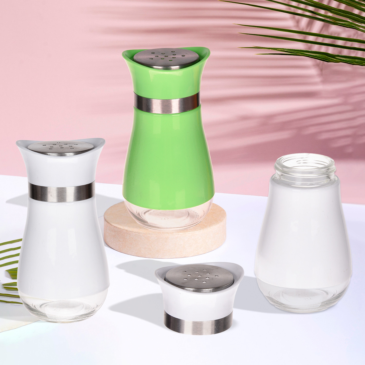 Kuber Industries Salt Shaker Box | Stainless Steel Pepper Shaker Box | Chilli Flakes Seasoning Sprinkler Box | Namak Daani | Dining Table Masala Box Dabbi | Pack of 3 | Multi