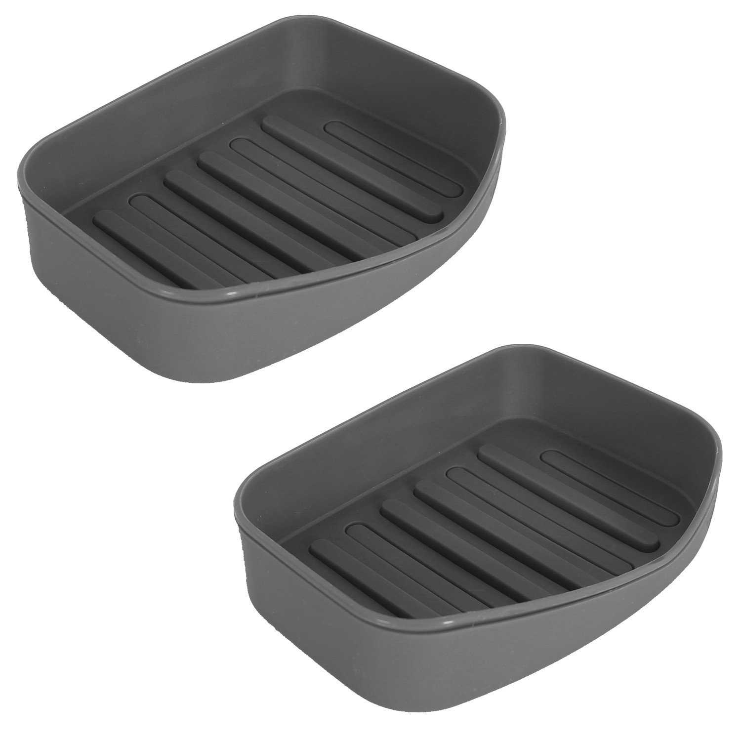 Kuber Industries Saop Holder For Kitchen Sink|Portable Plastic Double Desk Self Draining Soap Holder|Soap Holder For Kitchen Bathroom,Wash Basin| (Gray)