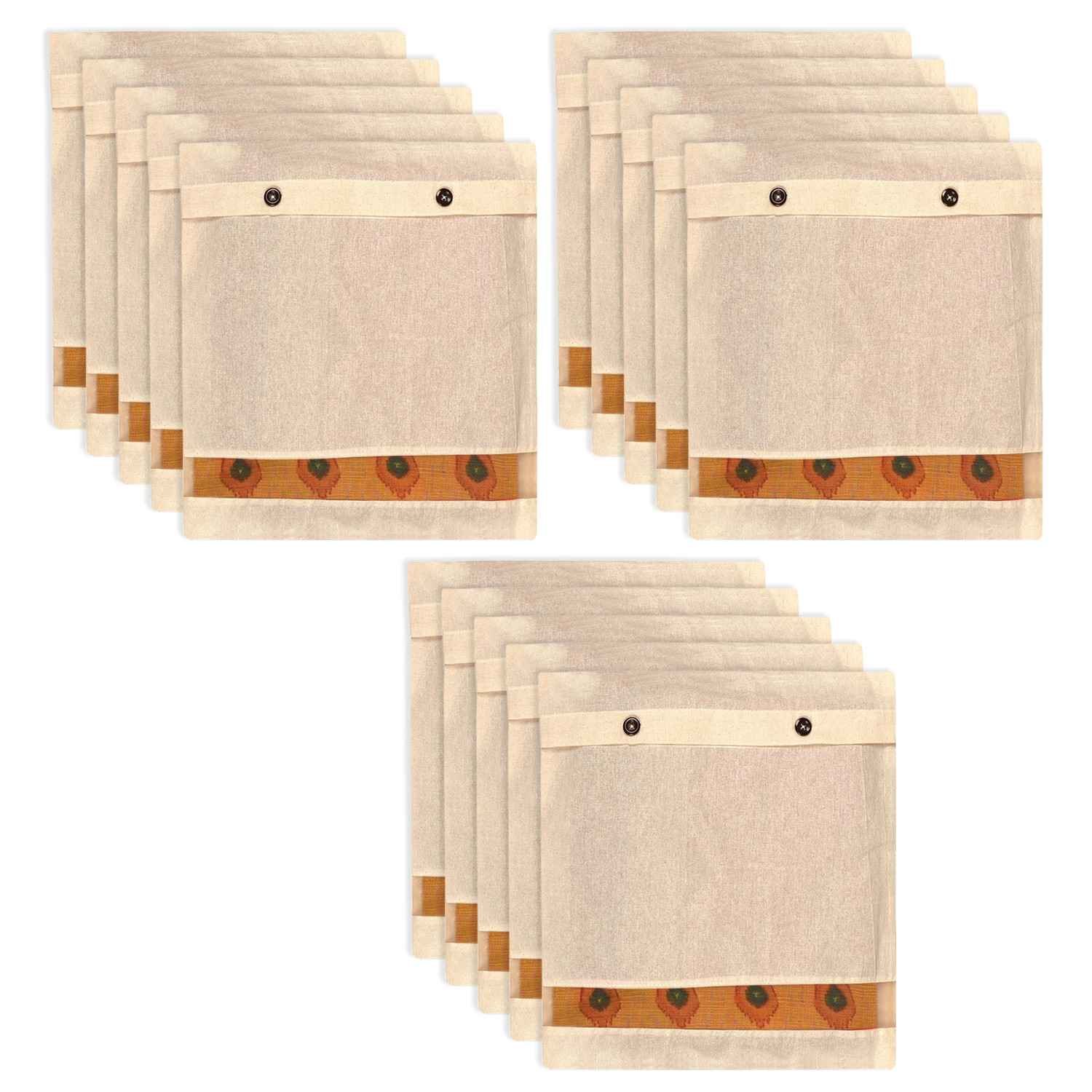Kuber Industries Saree Bags | Clothes Bags for Storage | Cotton Wardrobe Organizer | Mesh Window Cloth Storage Bags Set | Single Packing Saree Cover with Button |Cream