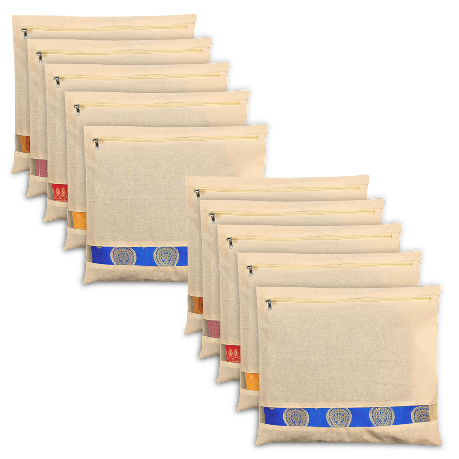 Kuber Industries Saree Bags | Clothes Bags for Storage | Cotton Wardrobe Organizer | Mesh Window Cloth Storage Bags Set | Single Packing Saree Bags |Cream