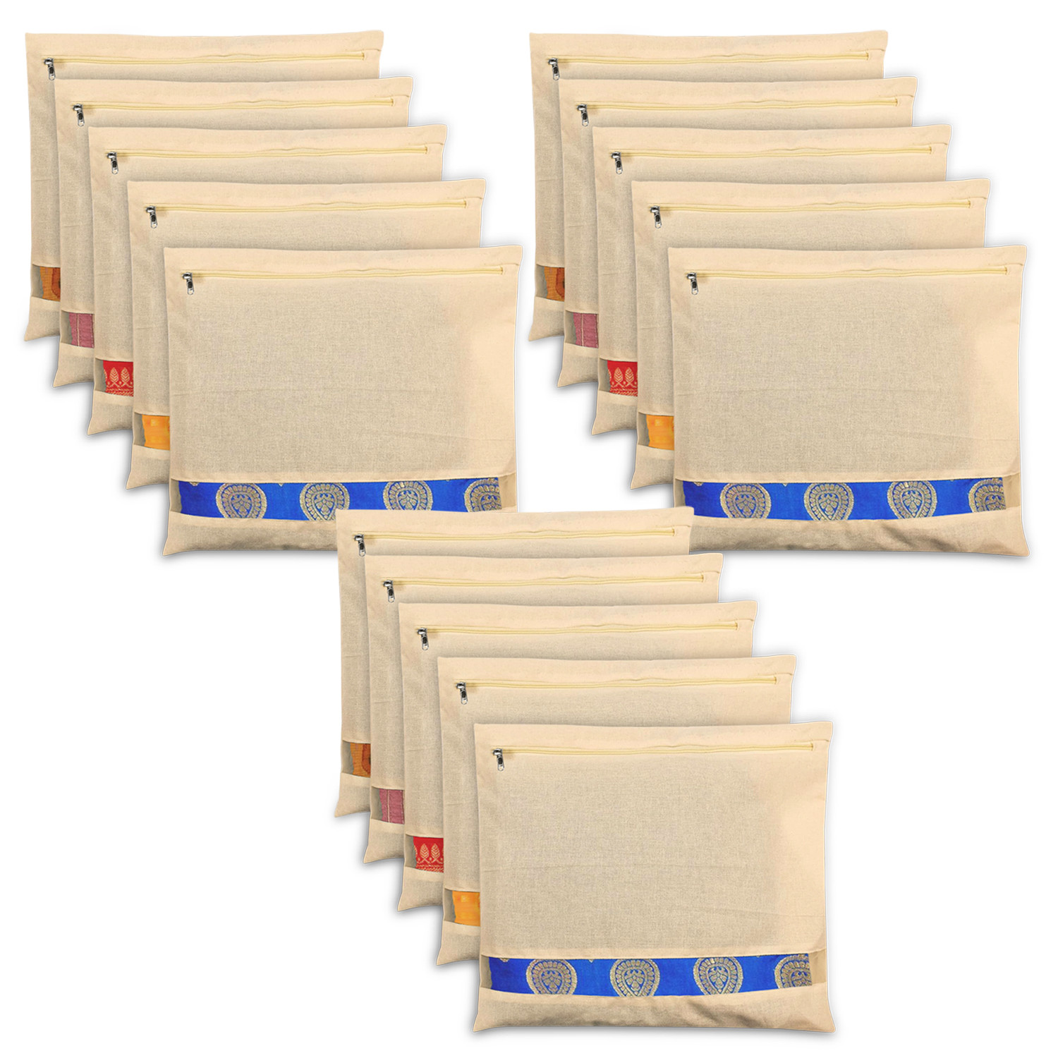 Kuber Industries Saree Bags | Clothes Bags for Storage | Cotton Wardrobe Organizer | Mesh Window Cloth Storage Bags Set | Single Packing Saree Bags |Cream