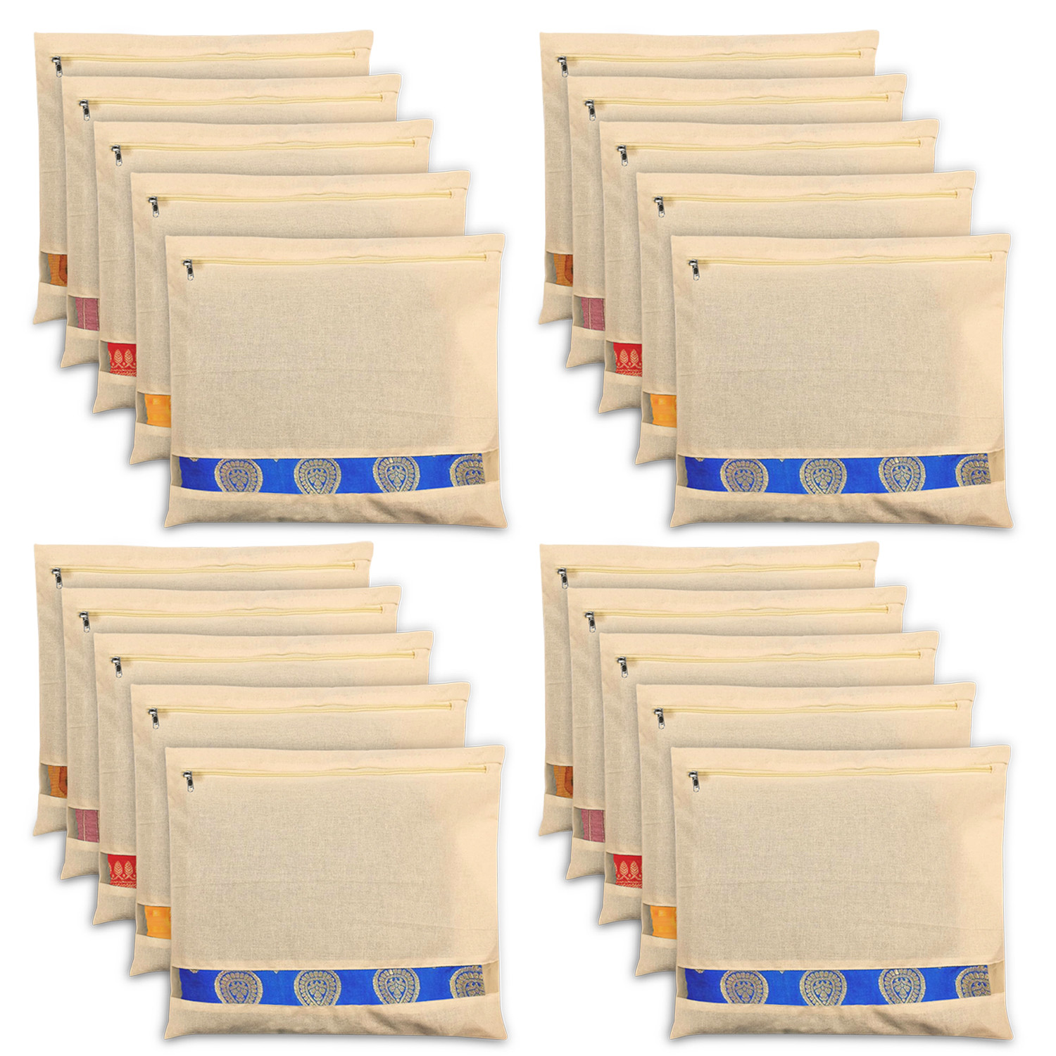 Kuber Industries Saree Bags | Clothes Bags for Storage | Cotton Wardrobe Organizer | Mesh Window Cloth Storage Bags Set | Single Packing Saree Bags |Cream