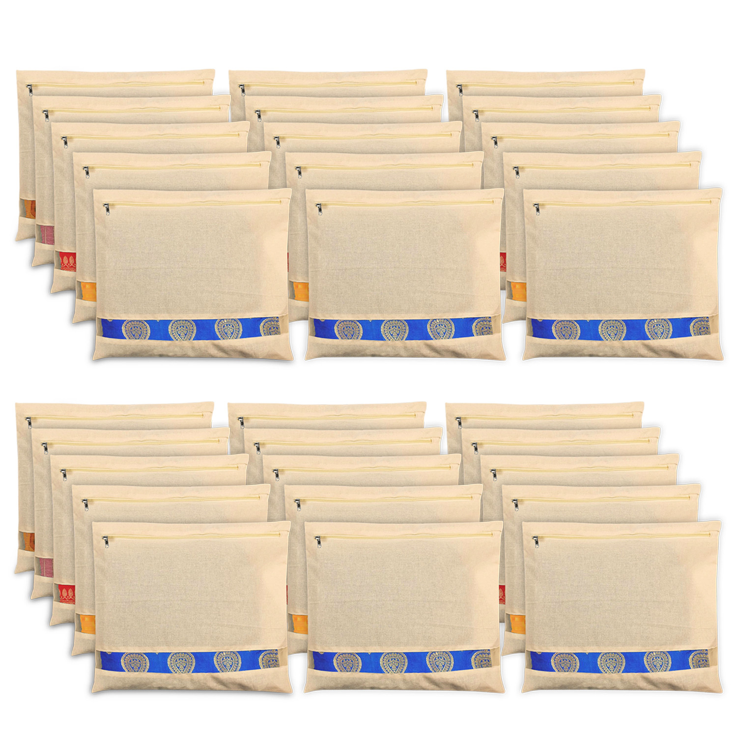 Kuber Industries Saree Bags | Clothes Bags for Storage | Cotton Wardrobe Organizer | Mesh Window Cloth Storage Bags Set | Single Packing Saree Bags |Cream