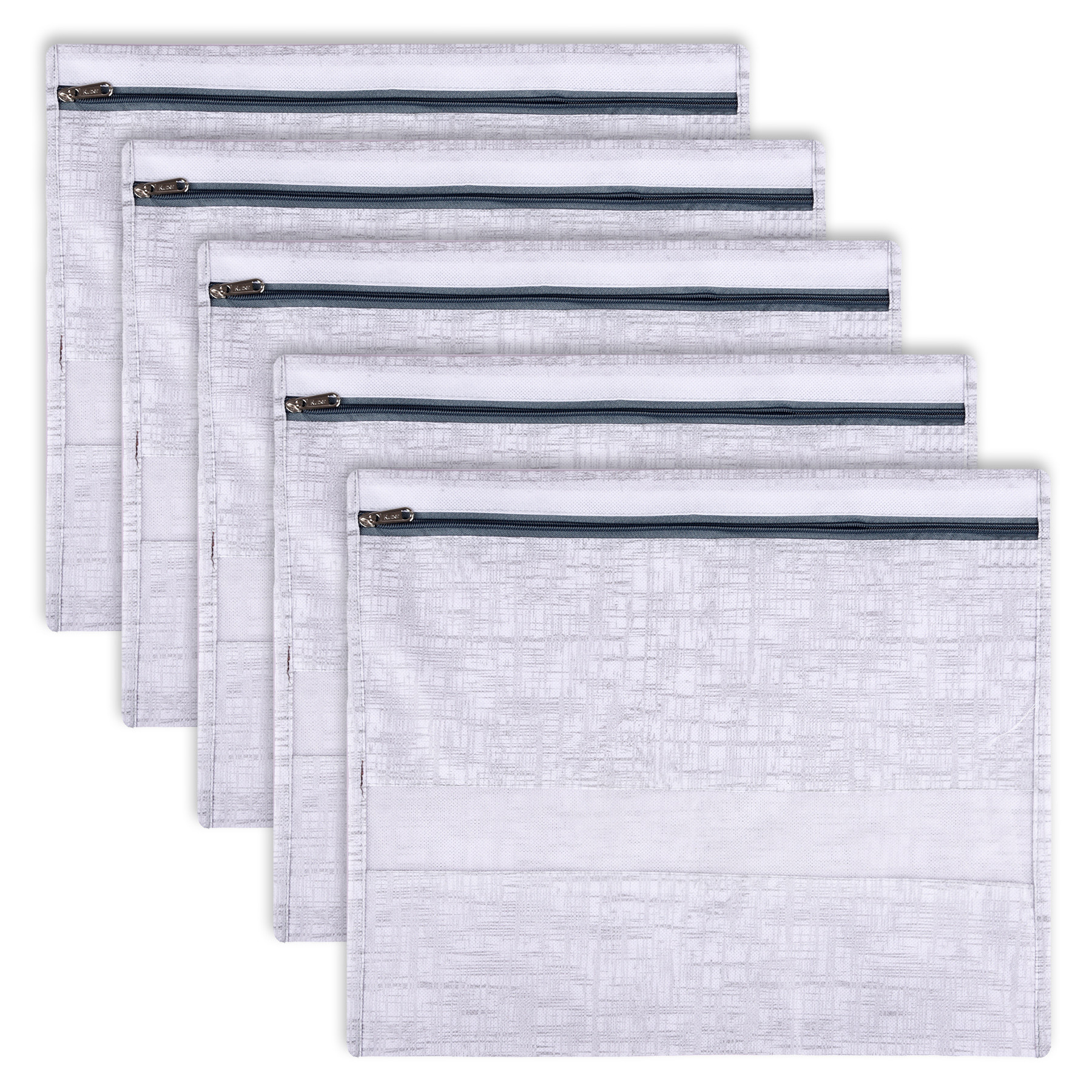 Kuber Industries Saree Bags | Clothes Bags for Storage | Non-Woven Wardrobe Organizer | Mesh Window Cloth Storage Bags Set | Single Packing Saree Bags | Jute-Printed | Gray