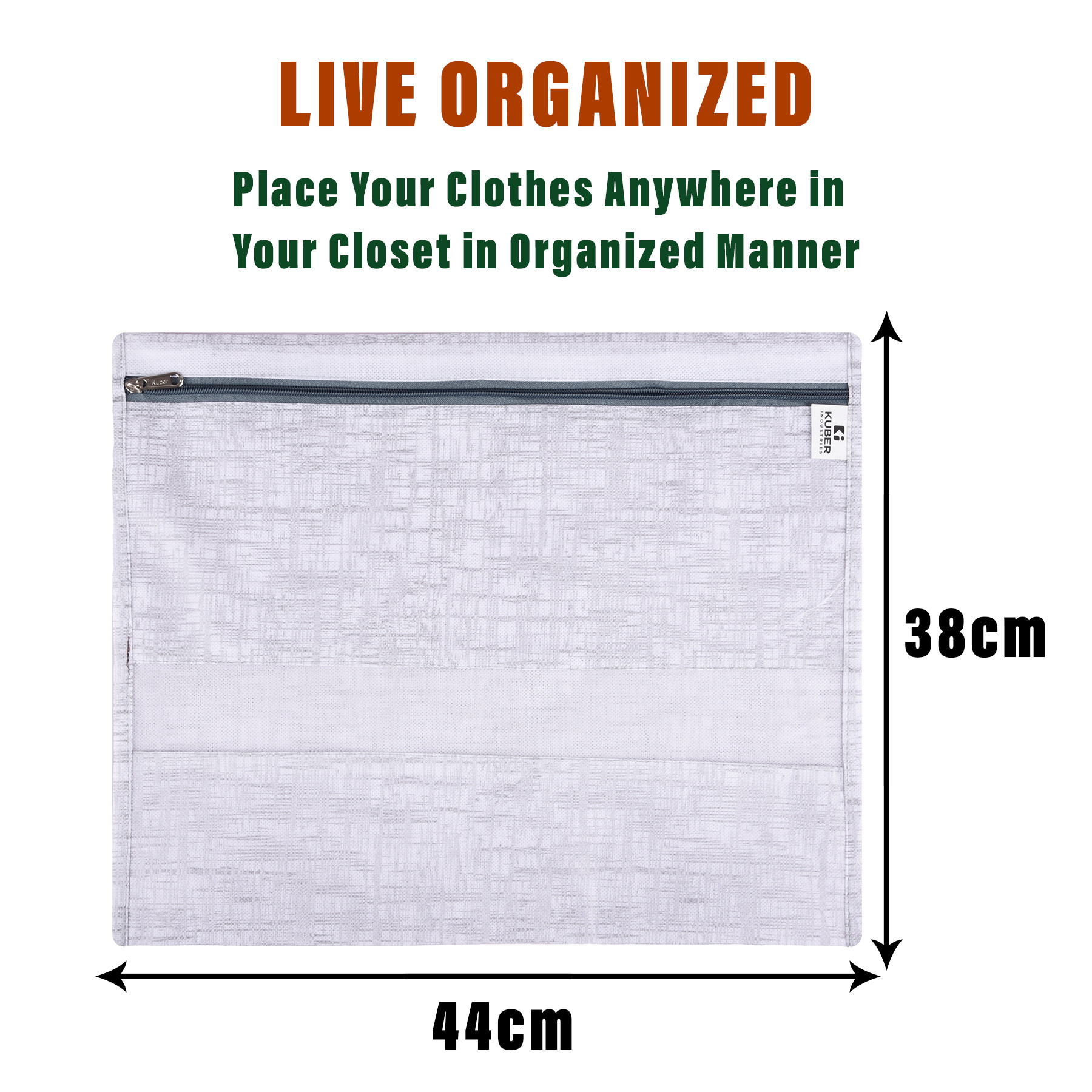 Kuber Industries Saree Bags | Clothes Bags for Storage | Non-Woven Wardrobe Organizer | Mesh Window Cloth Storage Bags Set | Single Packing Saree Bags | Jute-Printed | Gray