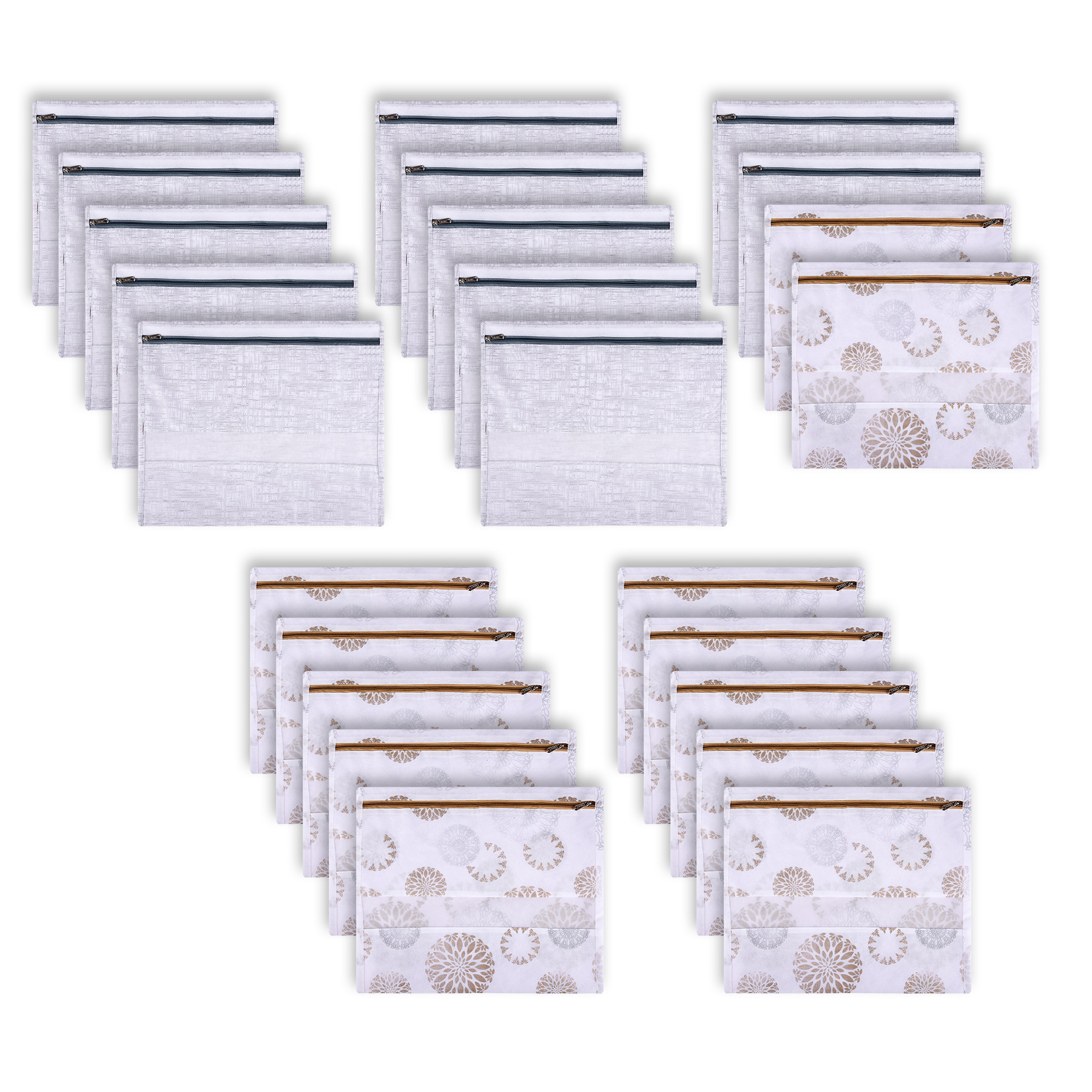Kuber Industries Saree Bags | Clothes Bags for Storage | Non-Woven Wardrobe Organizer | Mesh Window Cloth Storage Bags Set | Single Packing Saree Bags | Printed | Gray & White